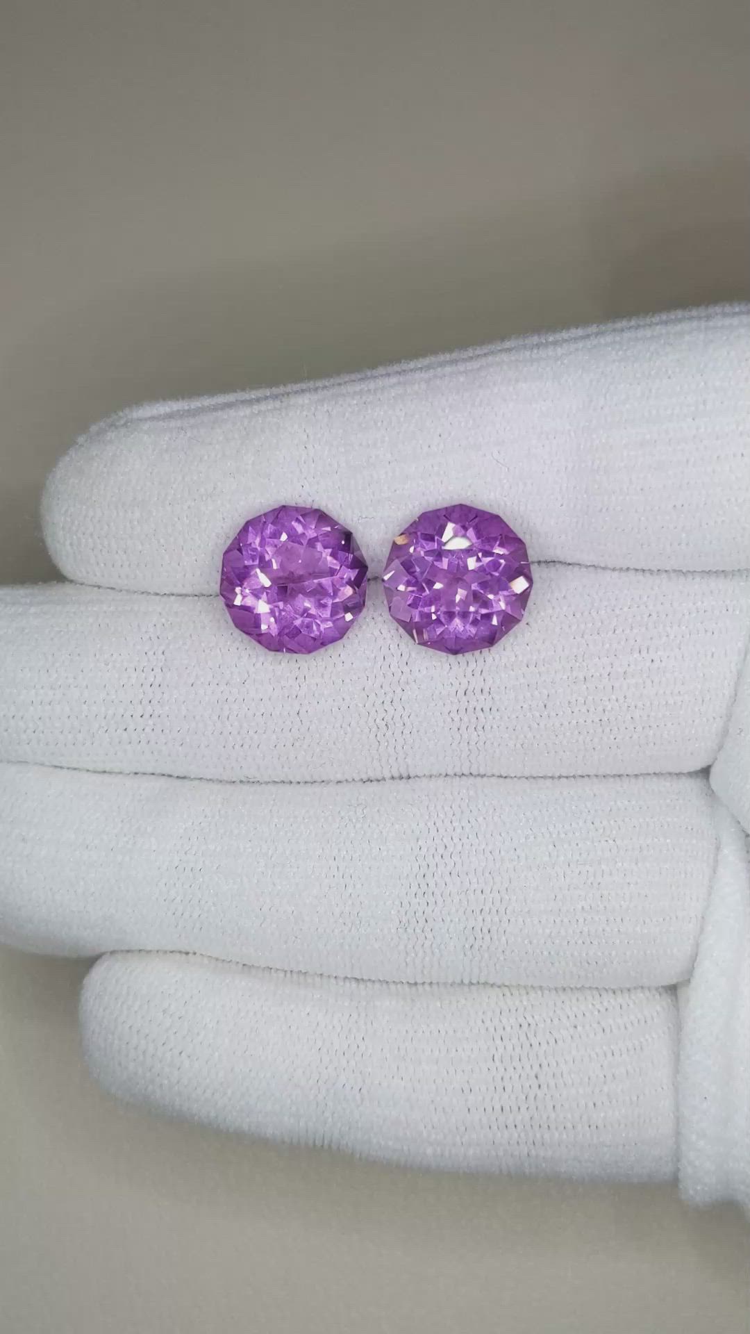 11.60&nbsp;Ct.Tw.Total Carat Weight Purple Amethyst Pair from Brazil Size Video