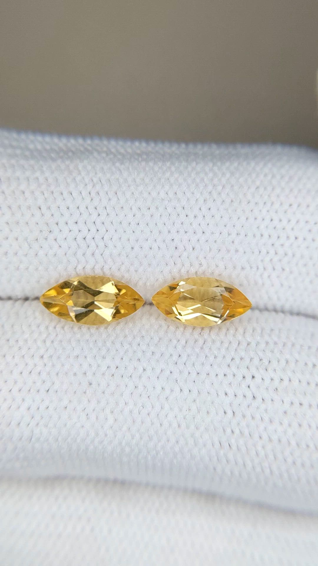 1.51 Ct.Tw.Total Carat Weight Yellow Citrine Pair from Madagascar Size Video