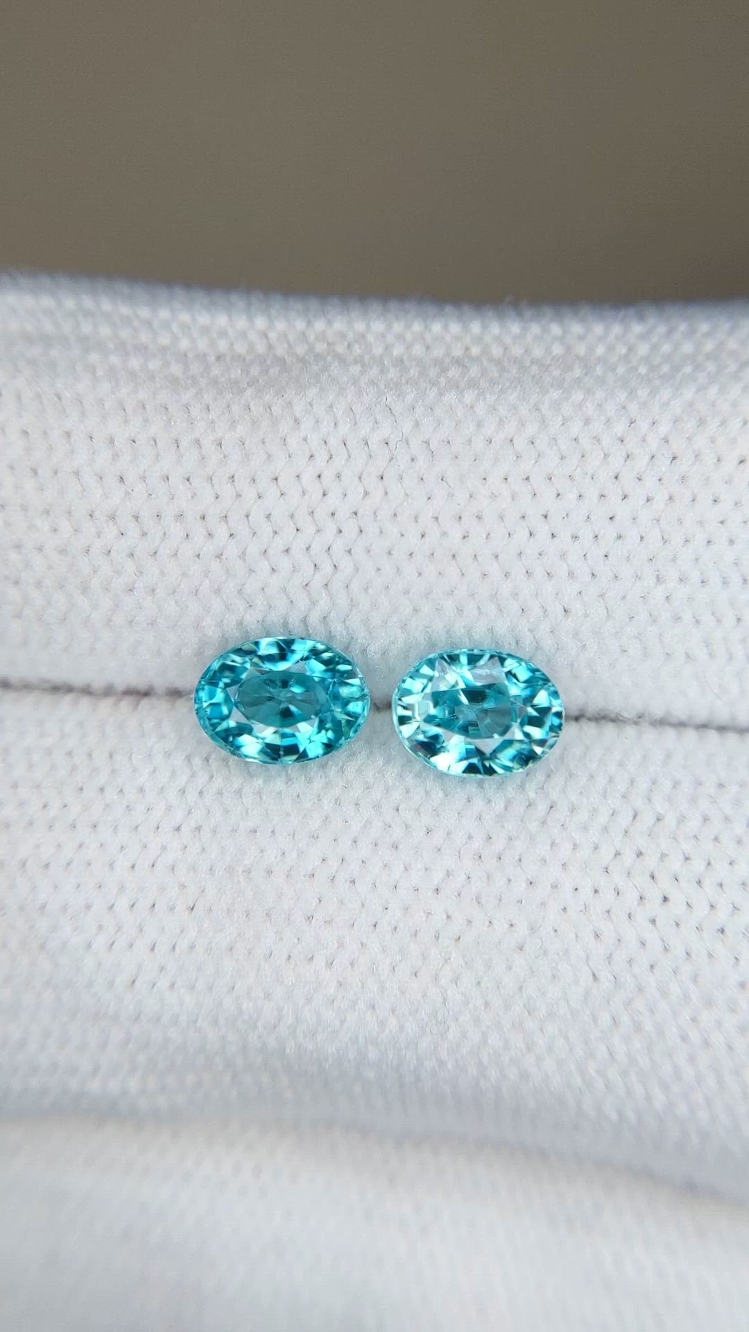 2.42&nbsp;Ct.Tw.Total Carat Weight Blue Zircon Pair from Cambodia Size Video