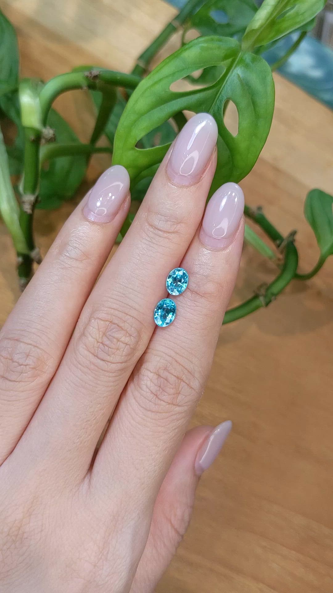 2.42&nbsp;Ct.Tw.Total Carat Weight Blue Zircon Pair from Cambodia Size Video