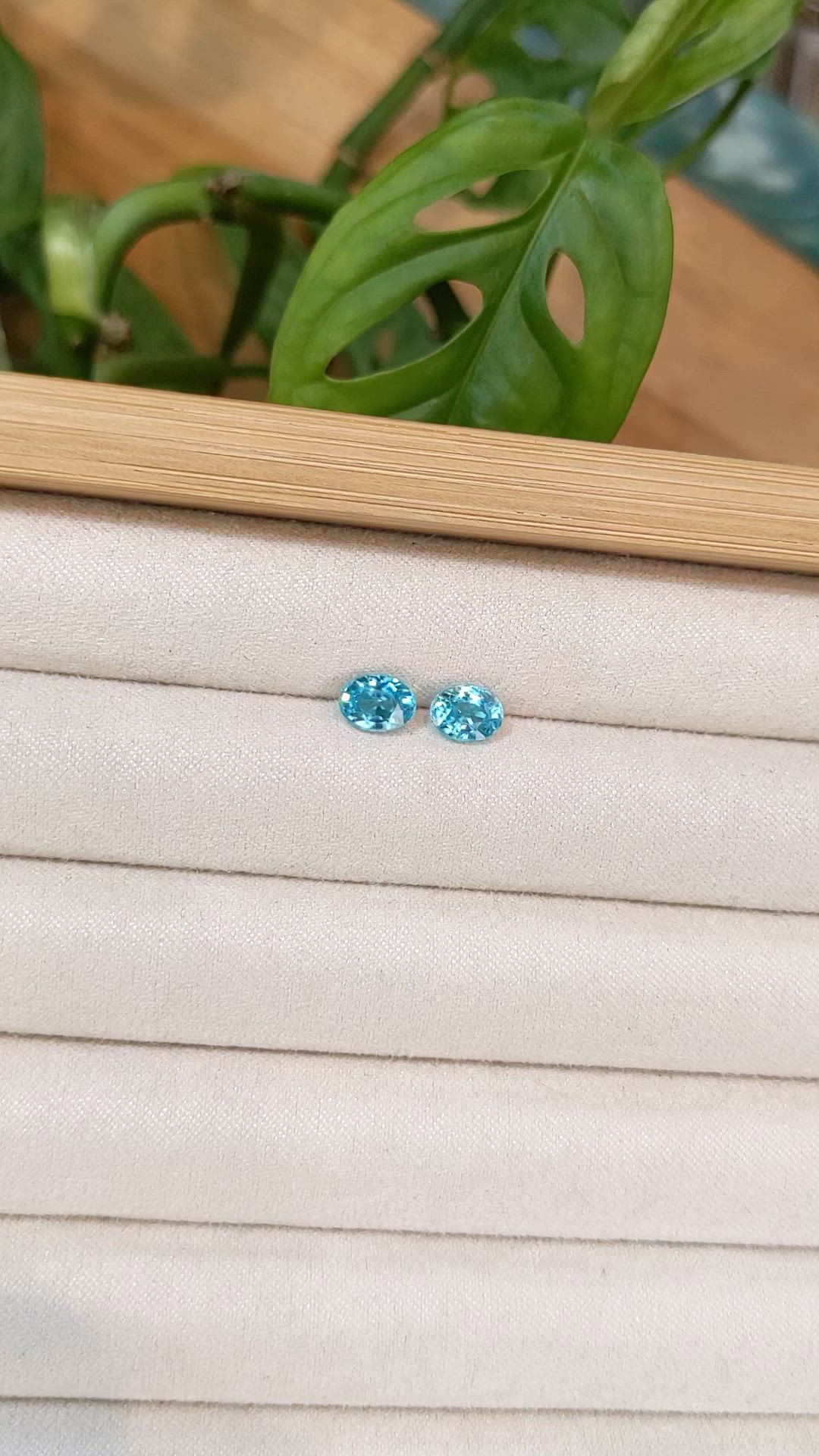 2.42&nbsp;Ct.Tw.Total Carat Weight Blue Zircon Pair from Cambodia Size Video
