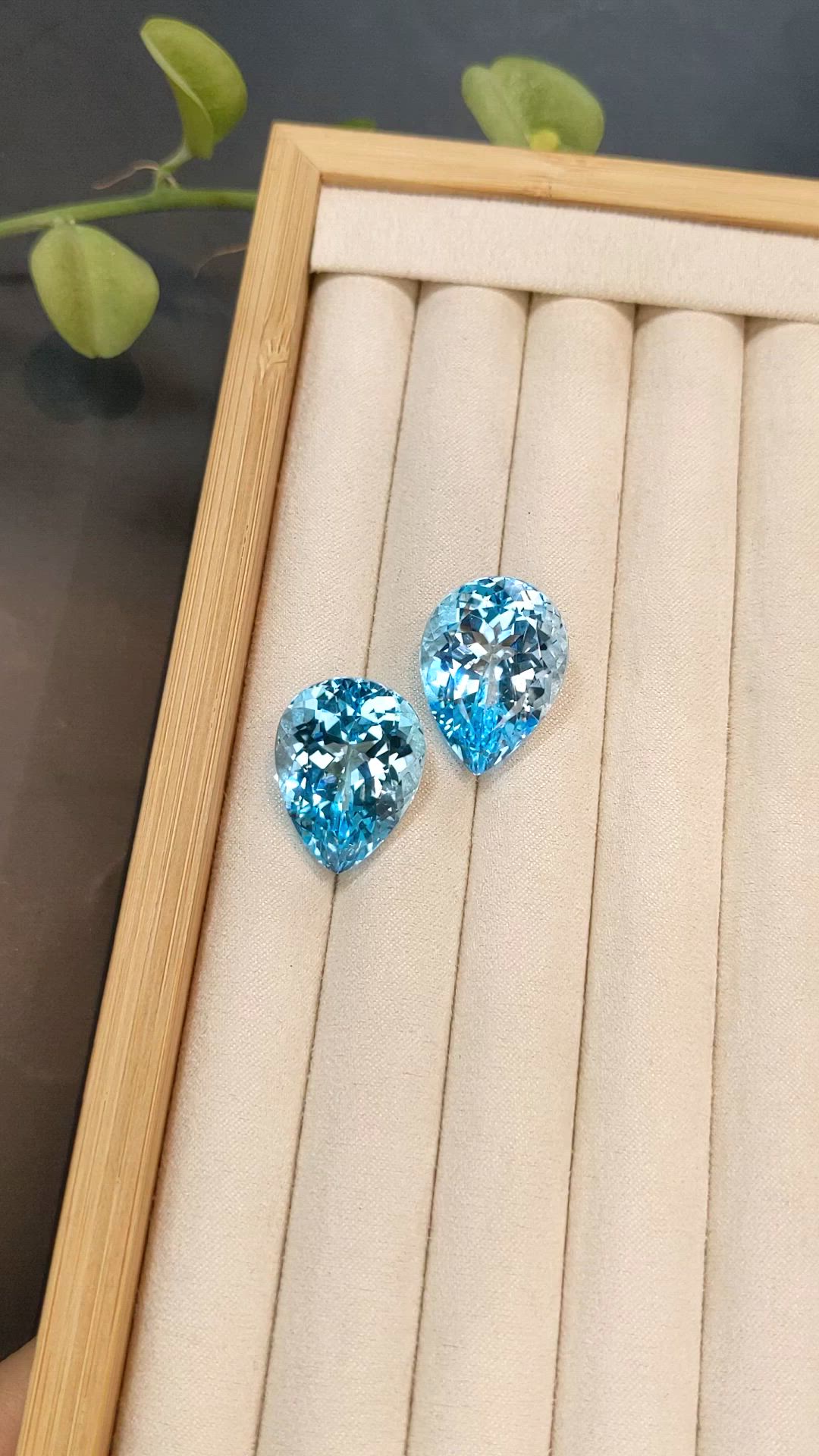 73.54 Ct.Tw.Total Carat Weight Blue Topaz Pair from Brazil Size Video