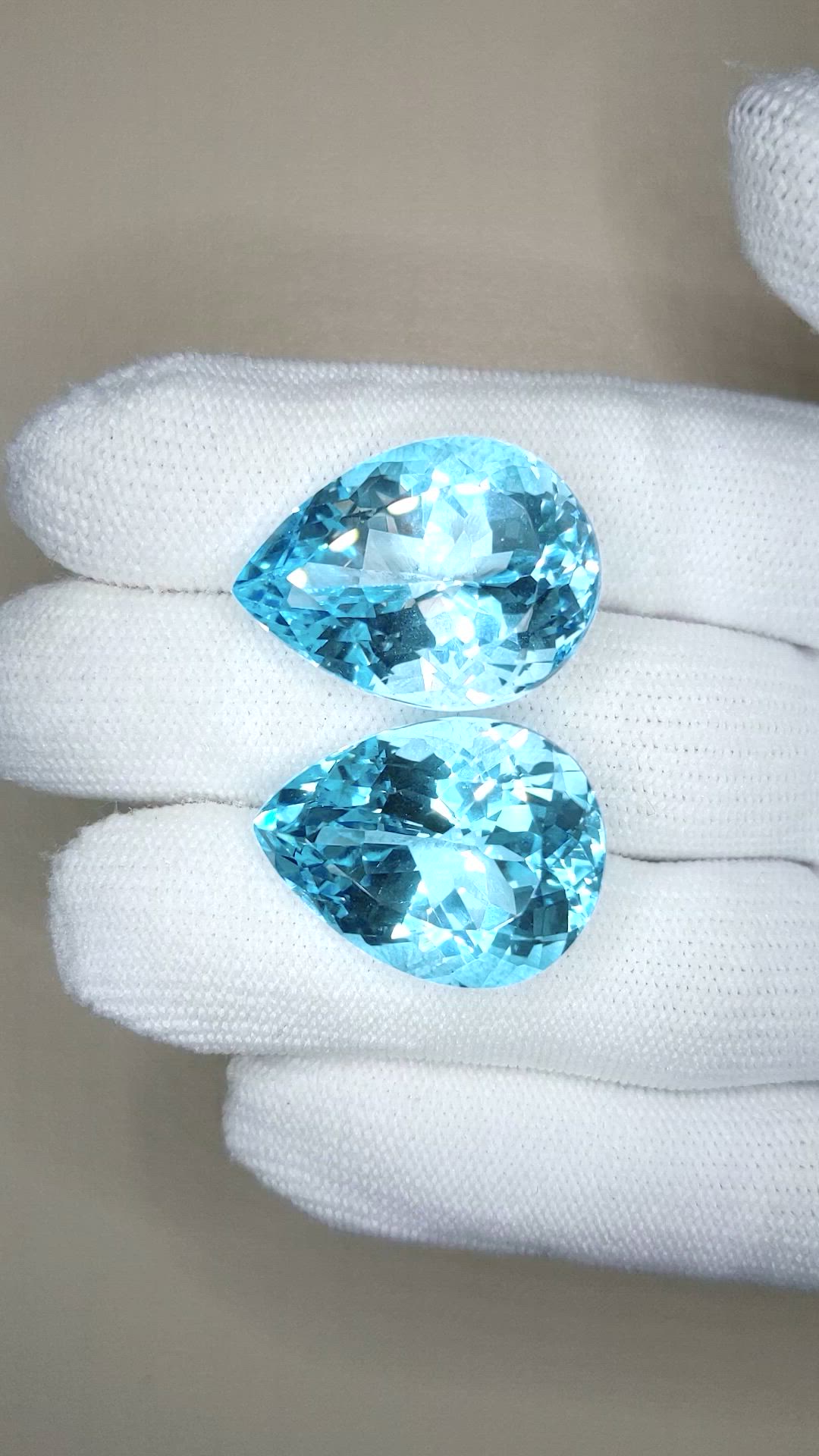 73.54 Ct.Tw.Total Carat Weight Blue Topaz Pair from Brazil Size Video