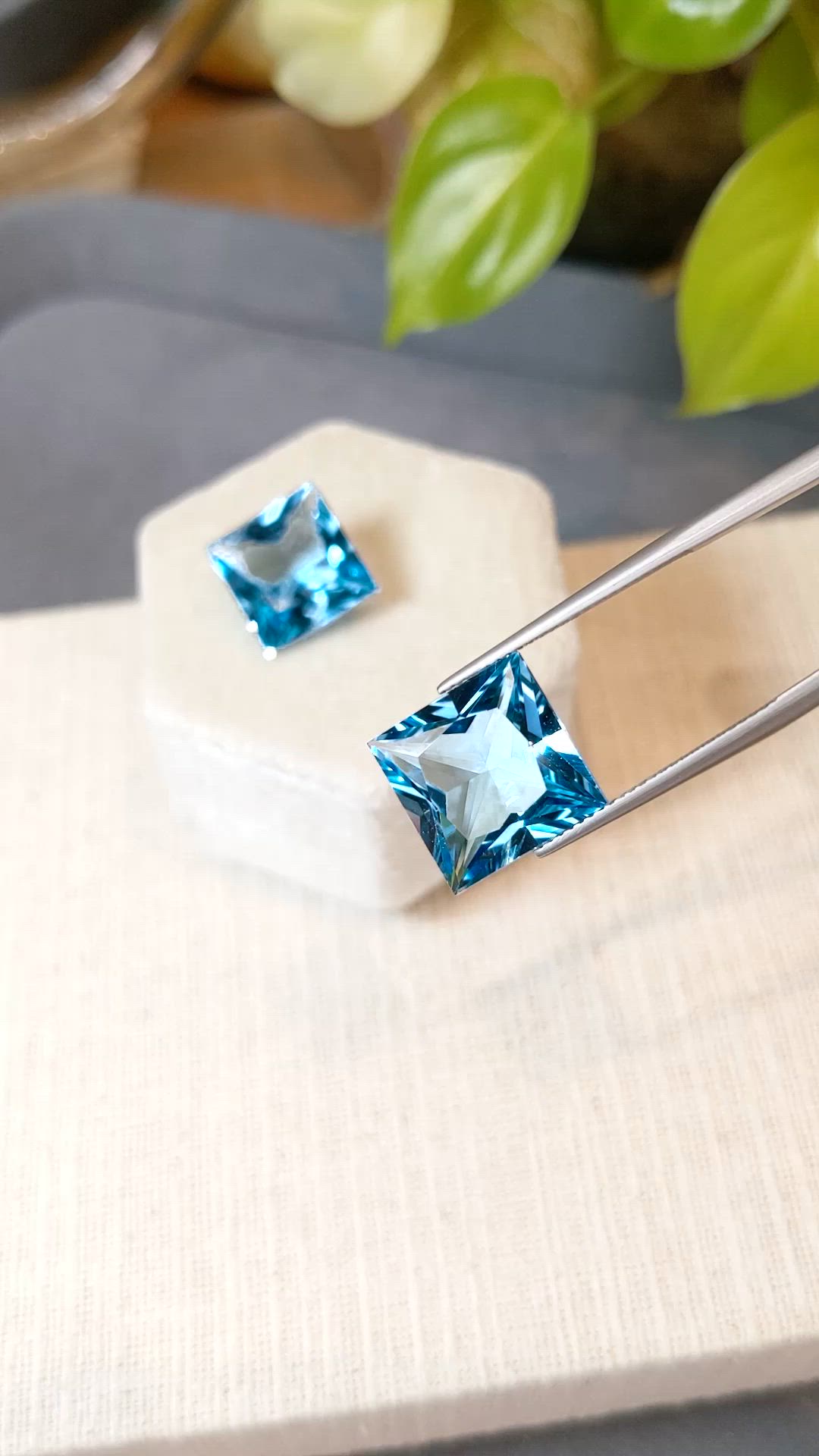 22.54 Ct.Tw.Total Carat Weight Blue Topaz Pair from Brazil Size Video