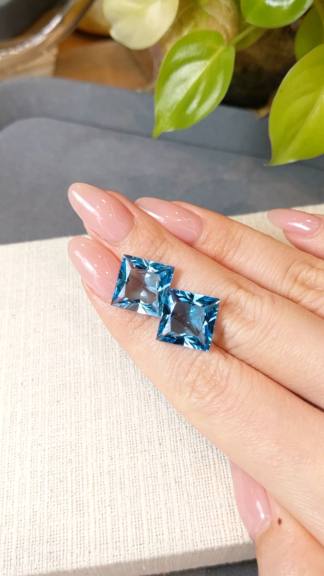 22.54 Ct.Tw.Total Carat Weight Blue Topaz Pair from Brazil Size Video
