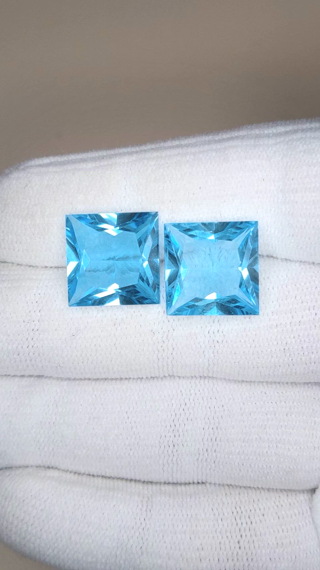 22.54 Ct.Tw.Total Carat Weight Blue Topaz Pair from Brazil Size Video