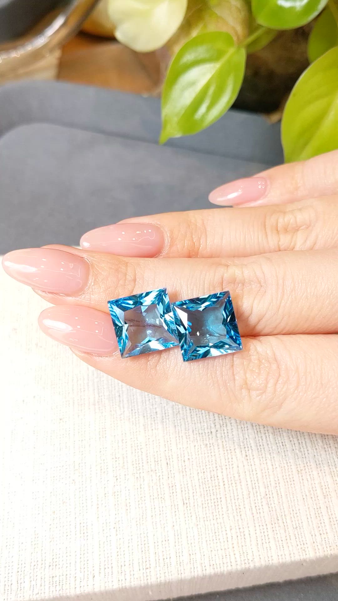 22.54 Ct.Tw.Total Carat Weight Blue Topaz Pair from Brazil Size Video