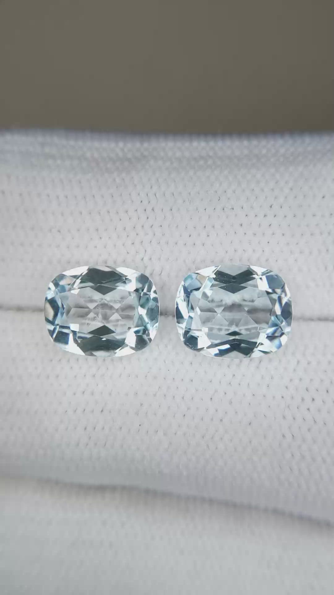 6.32 Ct.Tw.Total Carat Weight Sky Blue Topaz Pair from Brazil Size Video