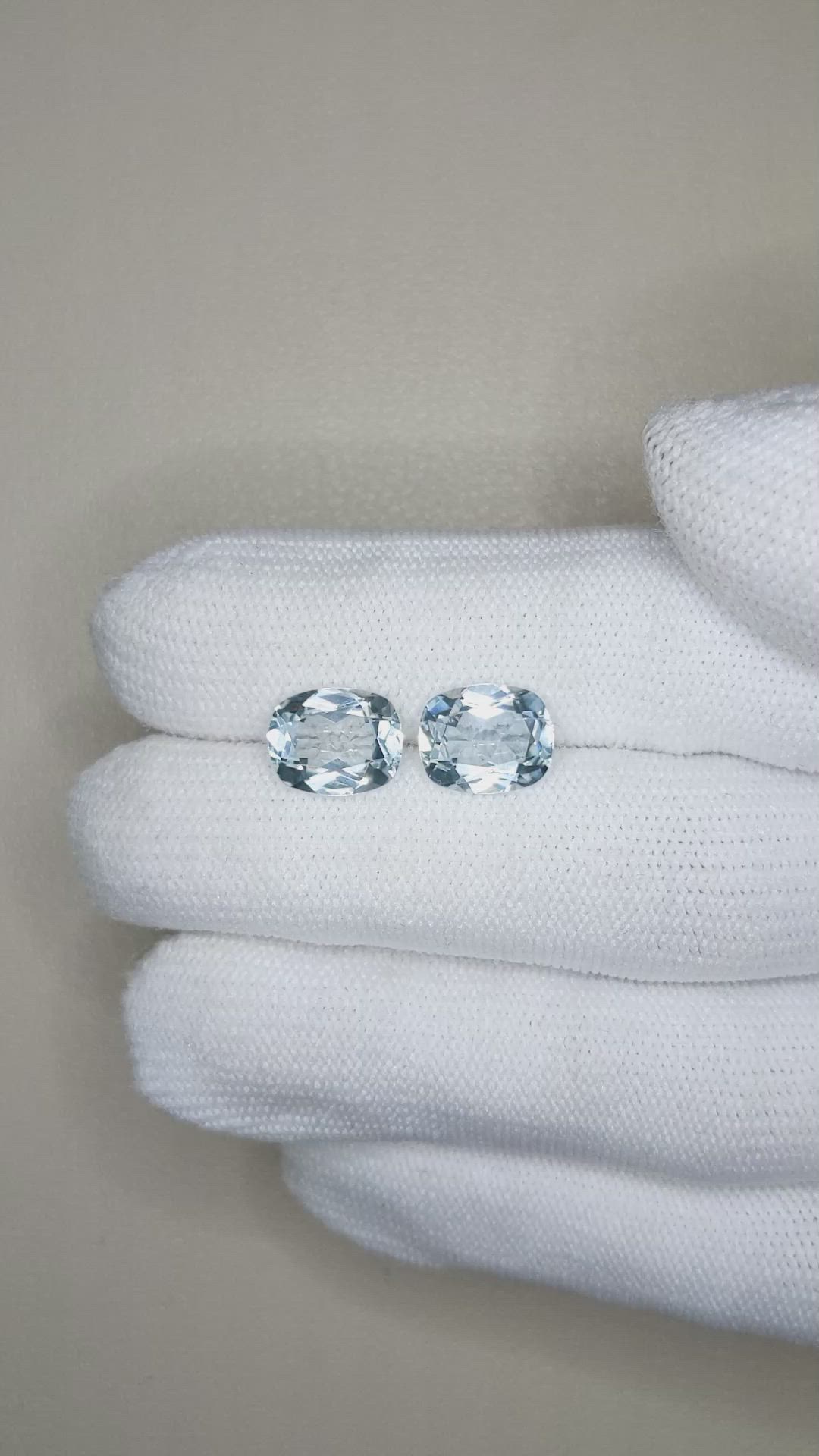 6.32 Ct.Tw.Total Carat Weight Sky Blue Topaz Pair from Brazil Size Video