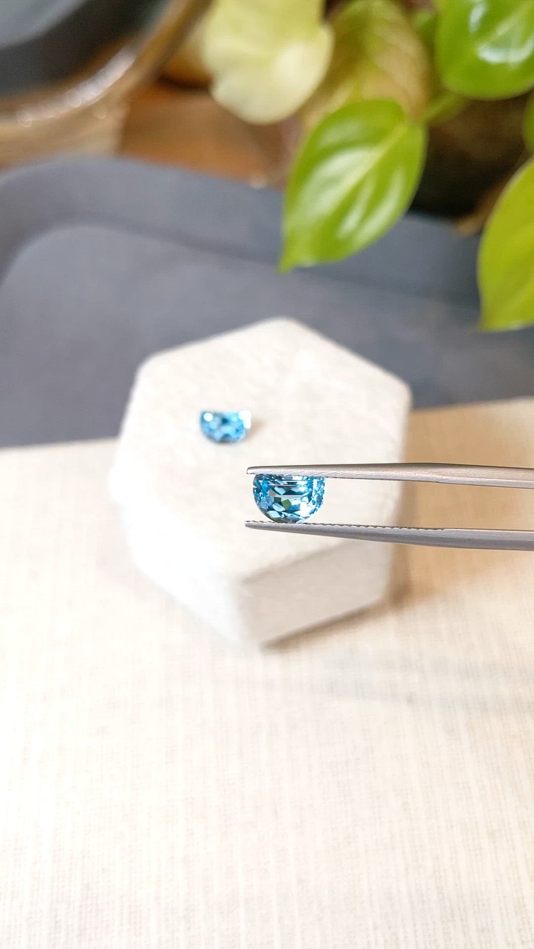 2.71&nbsp;Ct.Tw.Total Carat Weight Swiss Blue Topaz Pair from Brazil Size Video