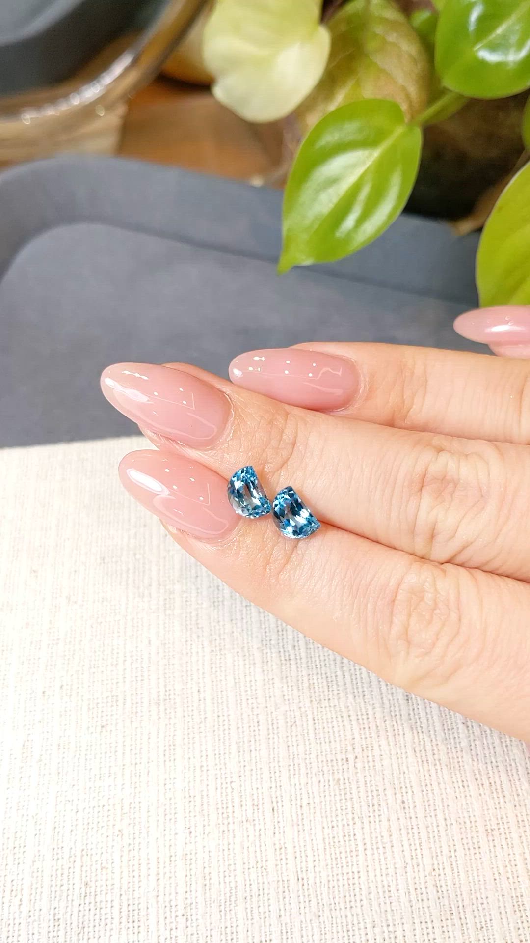 2.71&nbsp;Ct.Tw.Total Carat Weight Swiss Blue Topaz Pair from Brazil Size Video