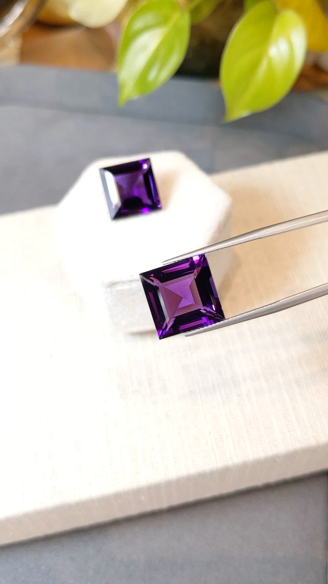 21.47&nbsp;Ct.Tw.Total Carat Weight Purple Amethyst Pair from Brazil Size Video