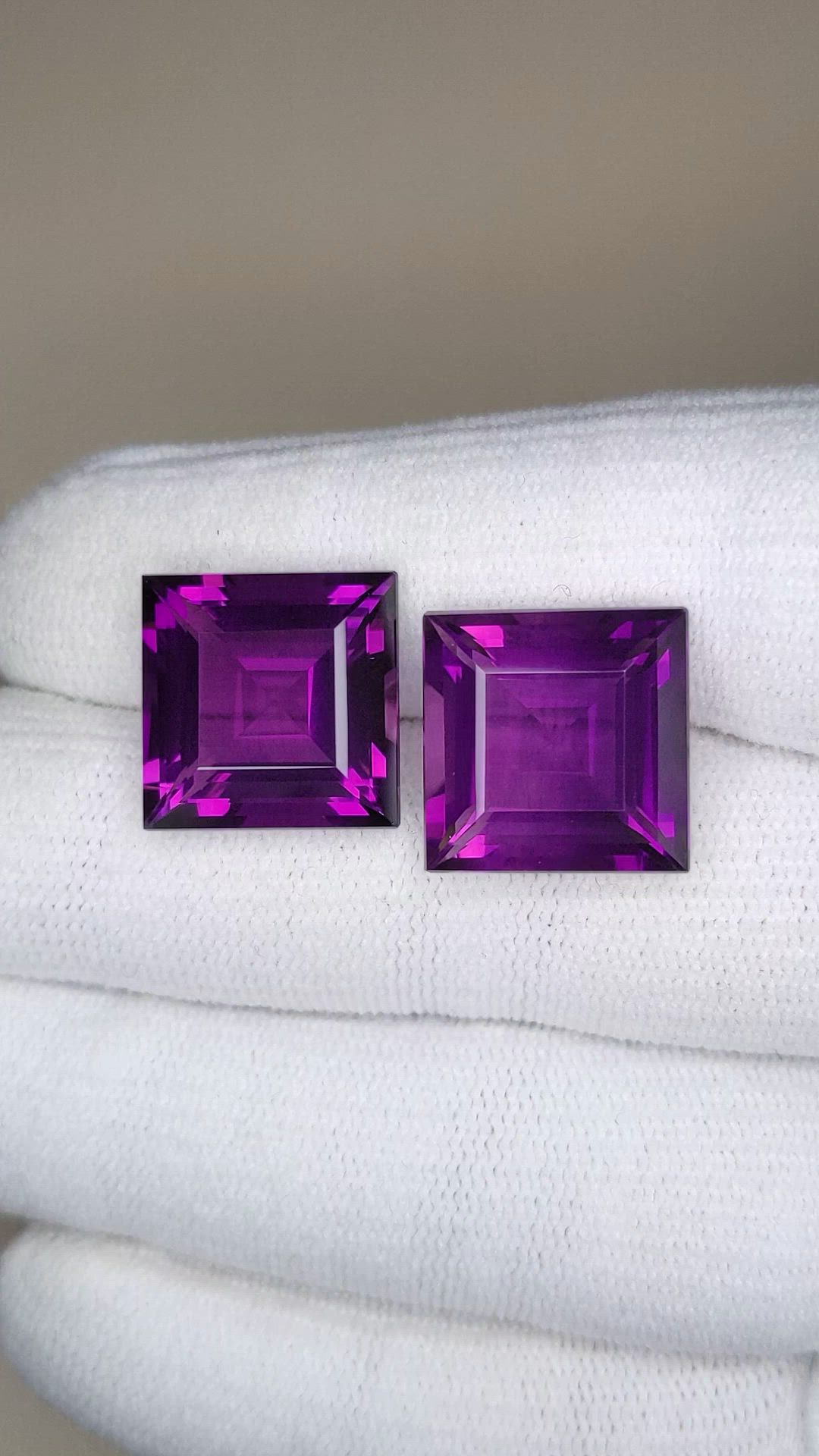 21.47&nbsp;Ct.Tw.Total Carat Weight Purple Amethyst Pair from Brazil Size Video