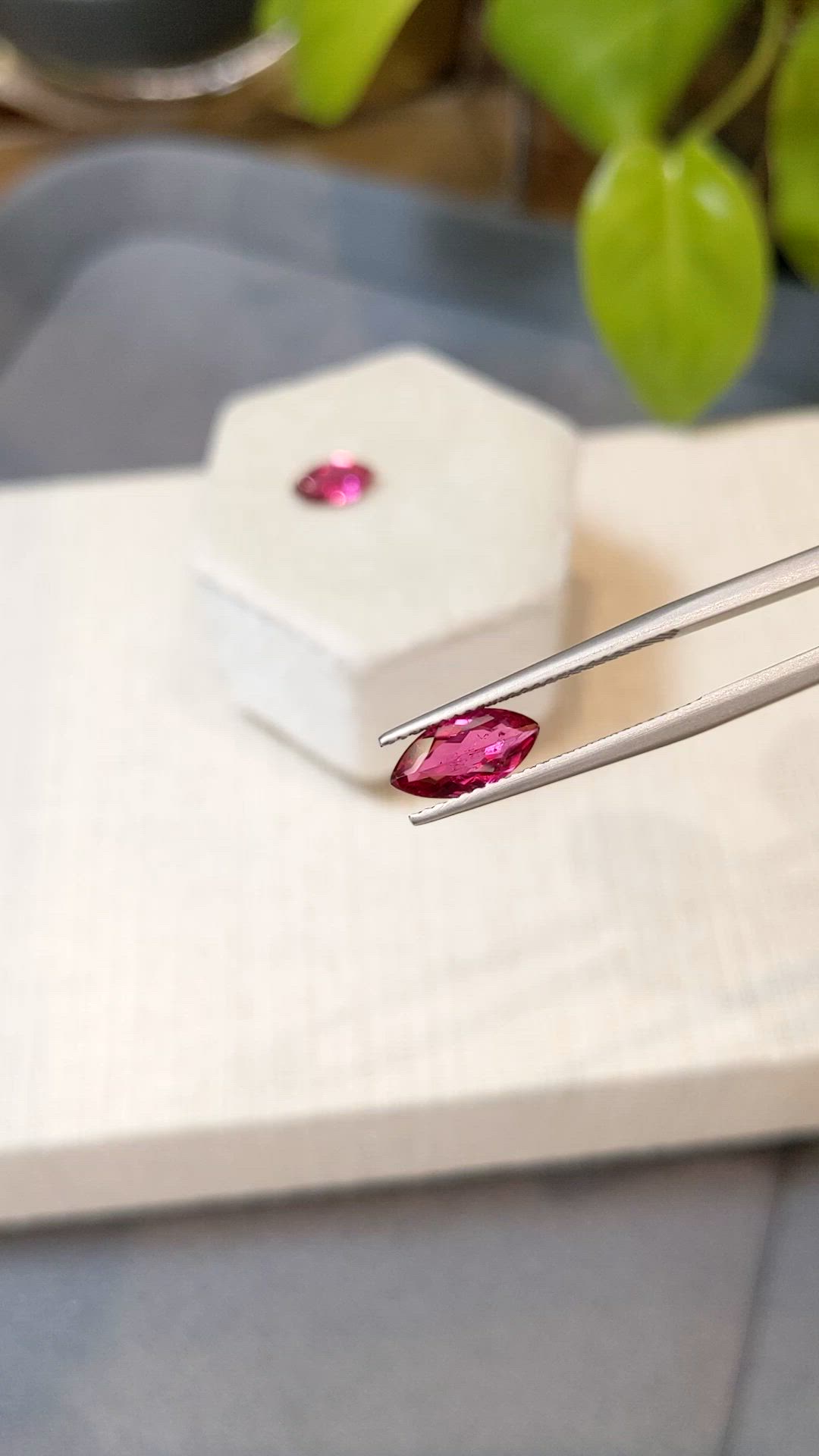 2.27 Ct.Tw.Total Carat Weight Reddish Pink Rubellite Tourmaline Pair from Mozambique Size Video