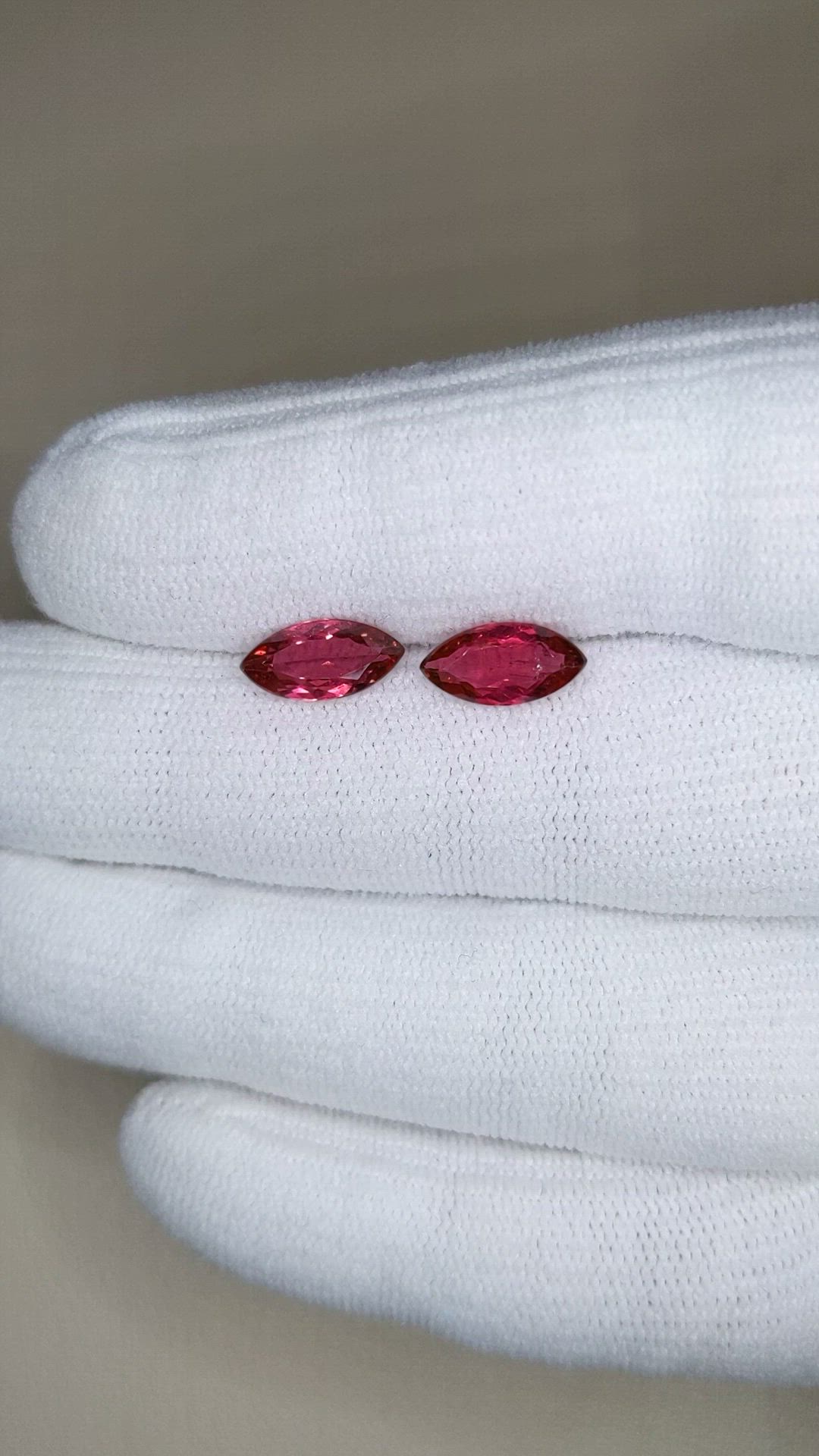 2.27 Ct.Tw.Total Carat Weight Reddish Pink Rubellite Tourmaline Pair from Mozambique Size Video