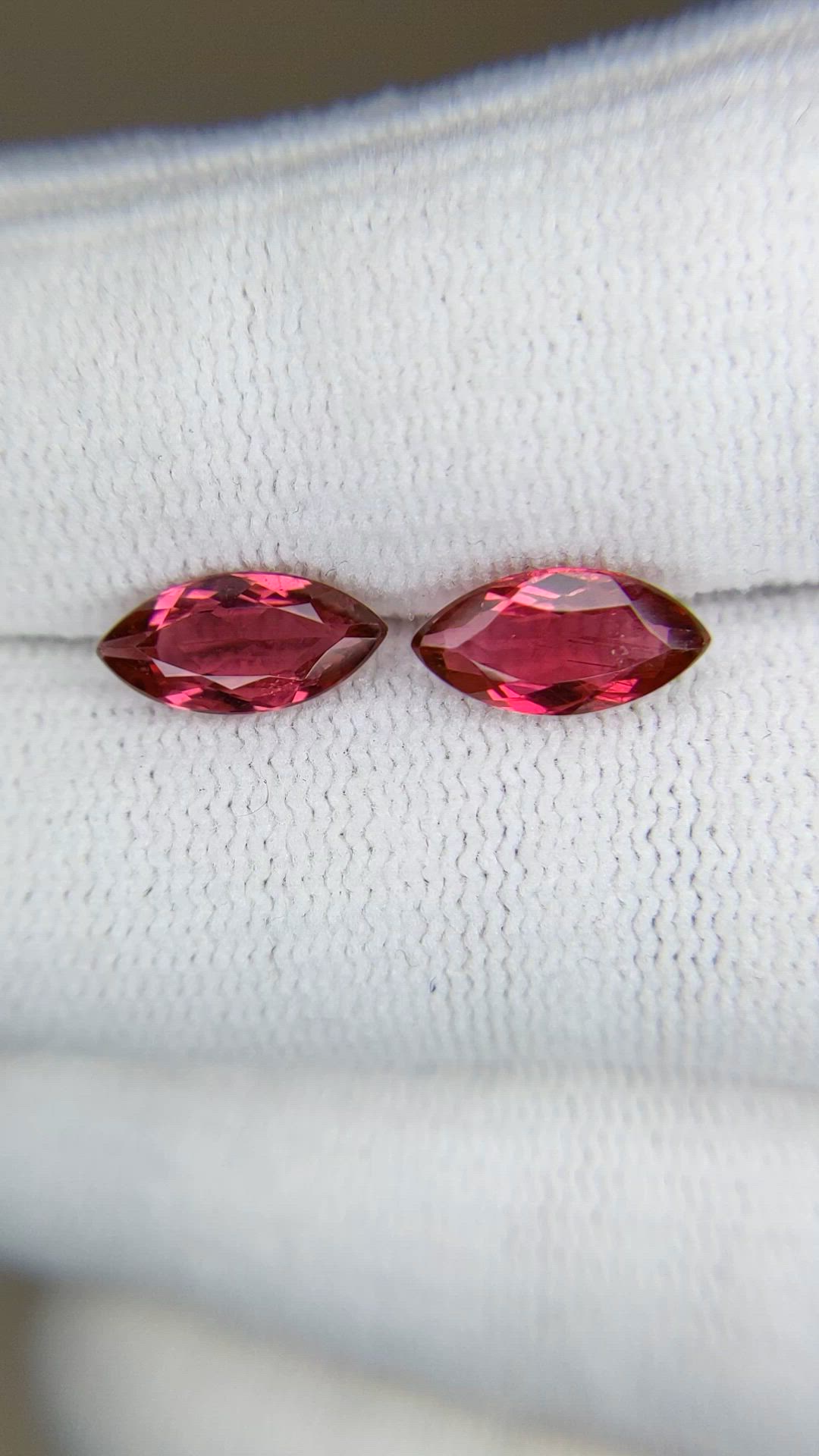 2.27 Ct.Tw.Total Carat Weight Reddish Pink Rubellite Tourmaline Pair from Mozambique Size Video