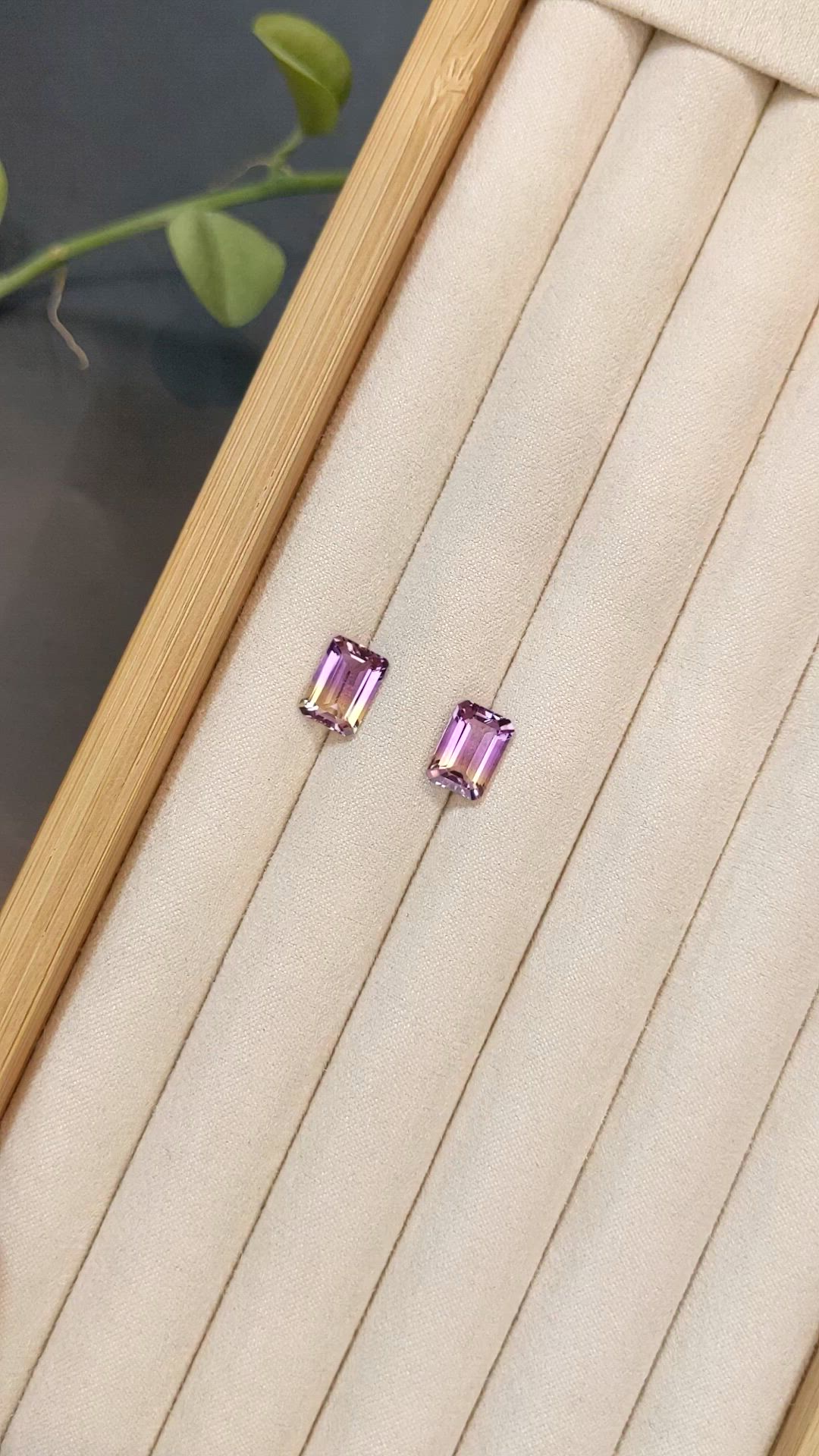 4.99 Ct.Tw.Total Carat Weight Bi Color Ametrine Pair from Bolivia Size Video
