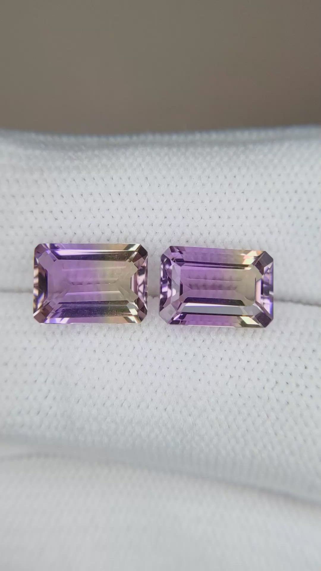 4.99 Ct.Tw.Total Carat Weight Bi Color Ametrine Pair from Bolivia Size Video
