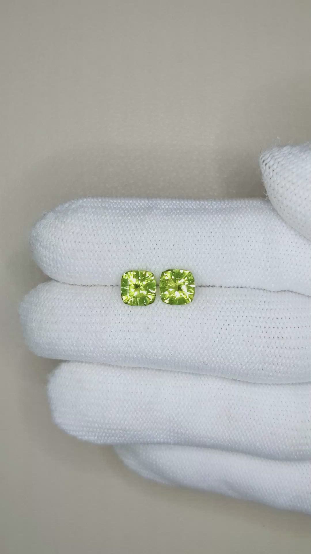 2.62 Ct.Tw.Total Carat Weight Yellowish Green Peridot Pair from Burma (Myanmar) Size Video