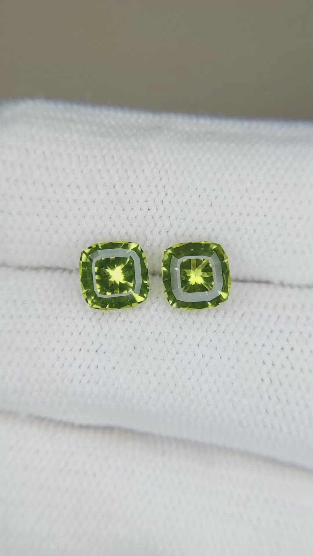 2.62 Ct.Tw.Total Carat Weight Yellowish Green Peridot Pair from Burma (Myanmar) Size Video