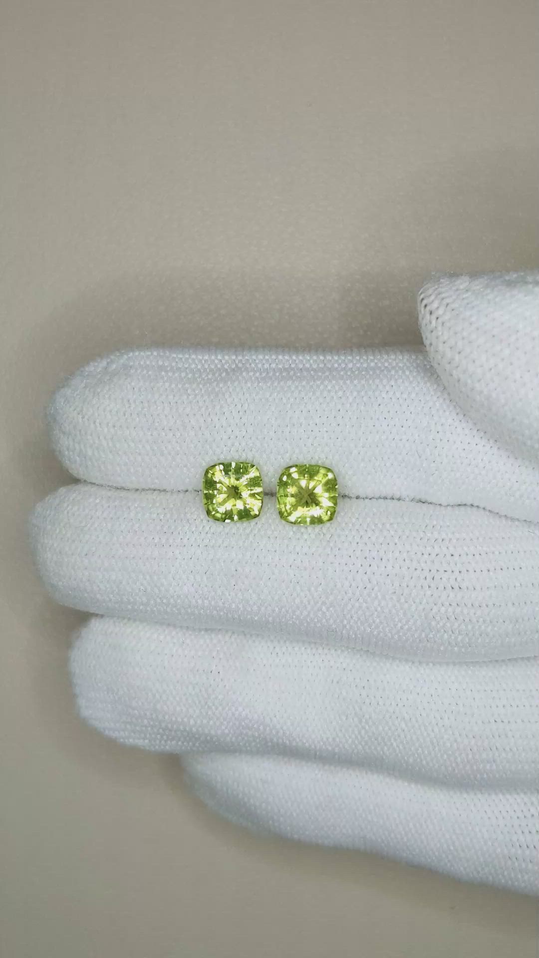 2.70 Ct.Tw.Total Carat Weight Yellowish Green Peridot Pair from Burma (Myanmar) Size Video