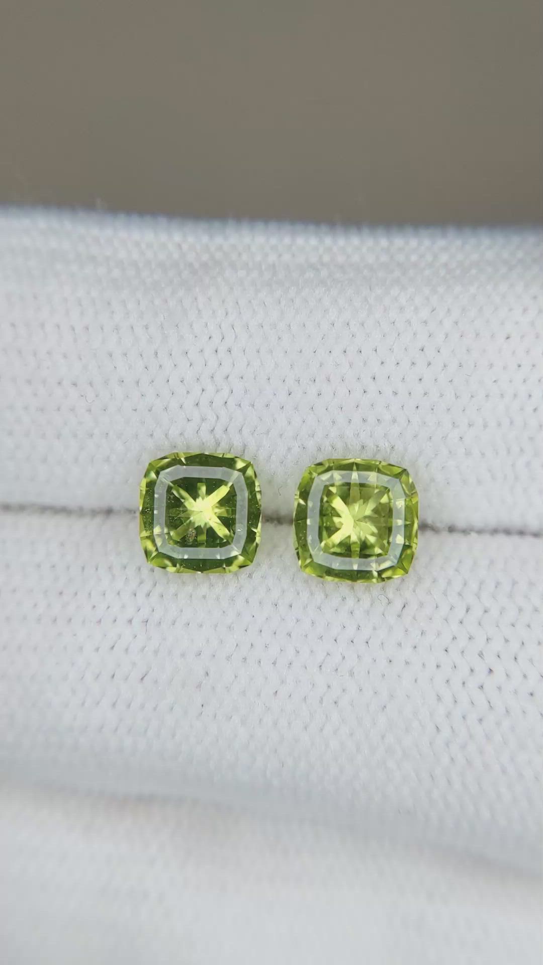 2.70 Ct.Tw.Total Carat Weight Yellowish Green Peridot Pair from Burma (Myanmar) Size Video
