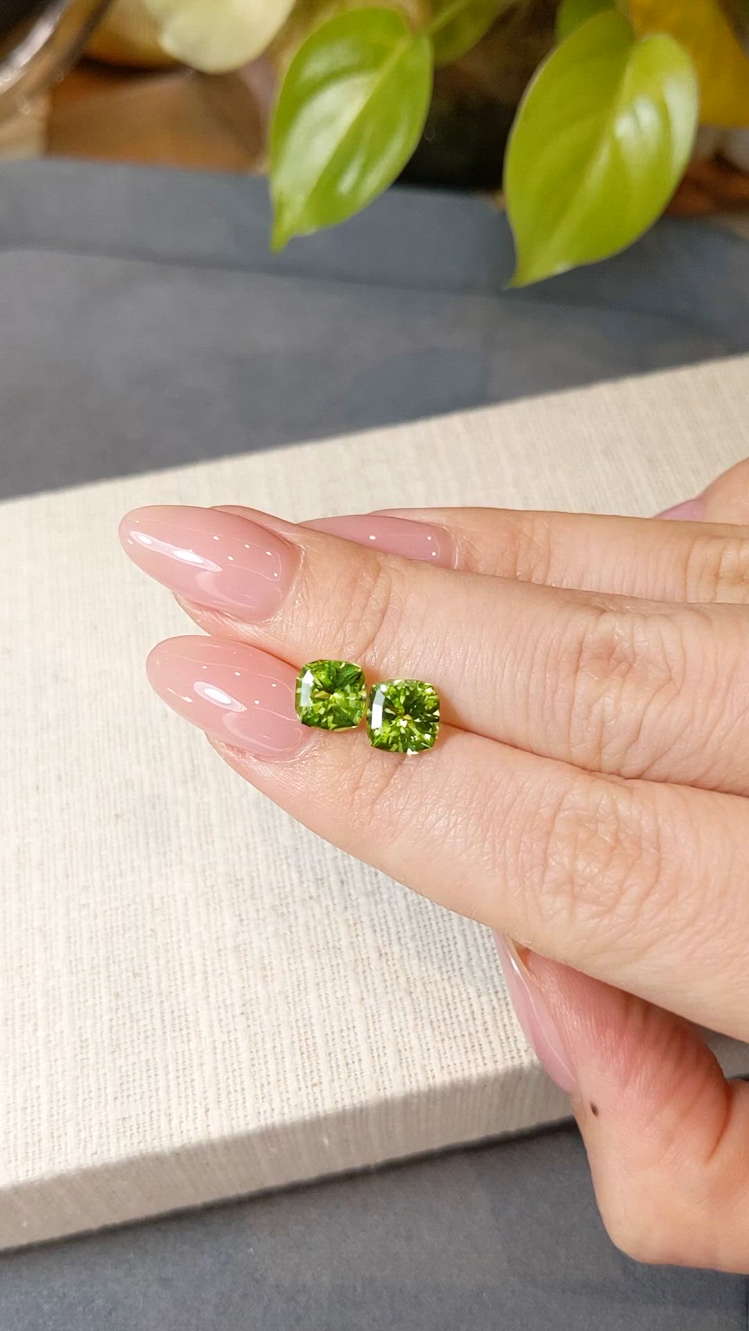 3.46 Ct.Tw.Total Carat Weight Yellowish Green Peridot Pair from Burma (Myanmar) Size Video
