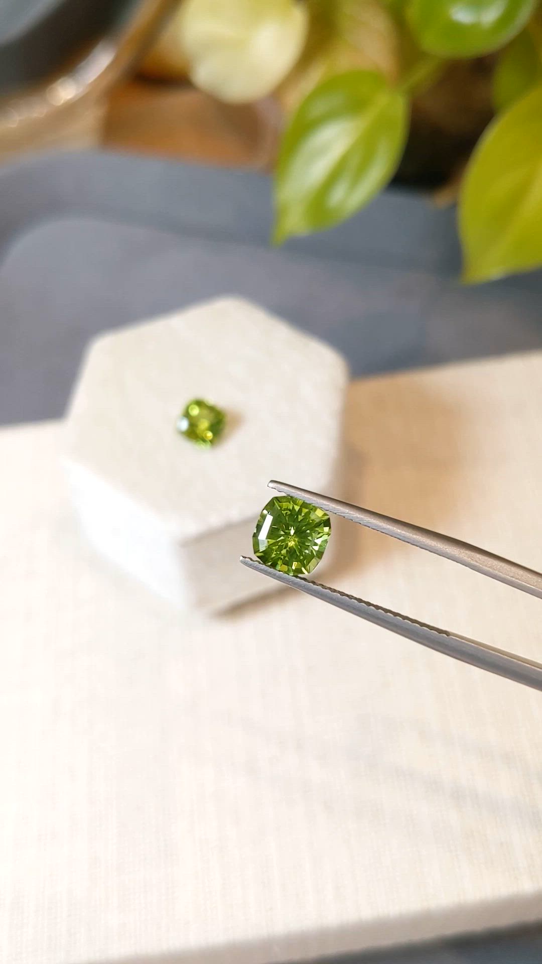 3.46 Ct.Tw.Total Carat Weight Yellowish Green Peridot Pair from Burma (Myanmar) Size Video