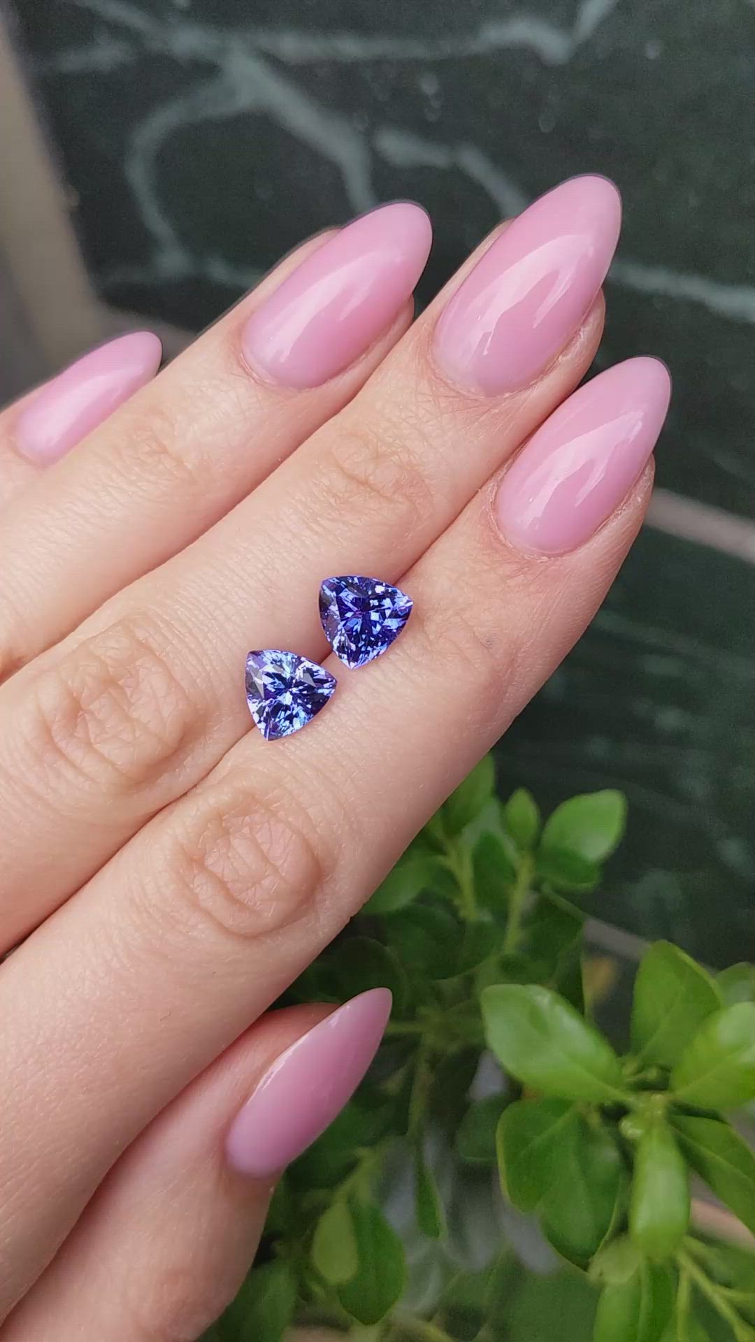 4.38 Ct.Tw.Total Carat Weight Violetish Blue Tanzanite Pair from Tanzania Size Video