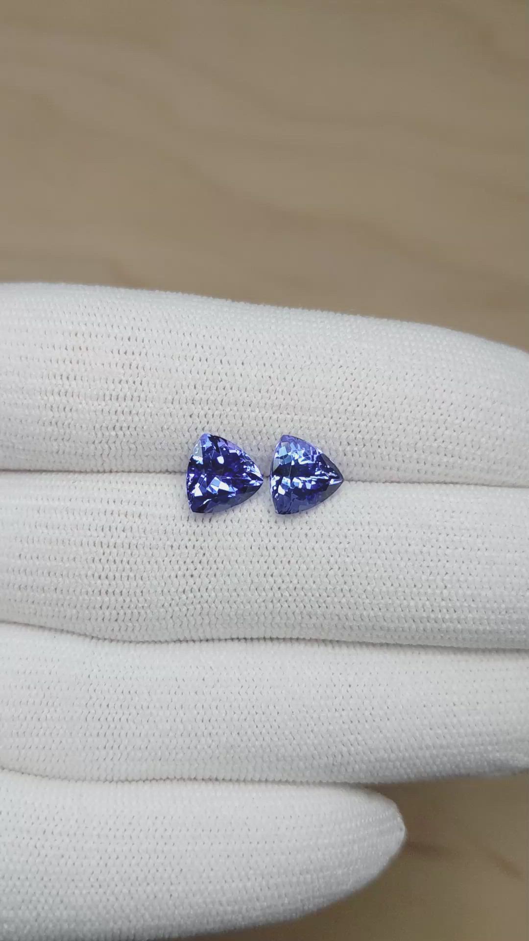 4.38 Ct.Tw.Total Carat Weight Violetish Blue Tanzanite Pair from Tanzania Size Video