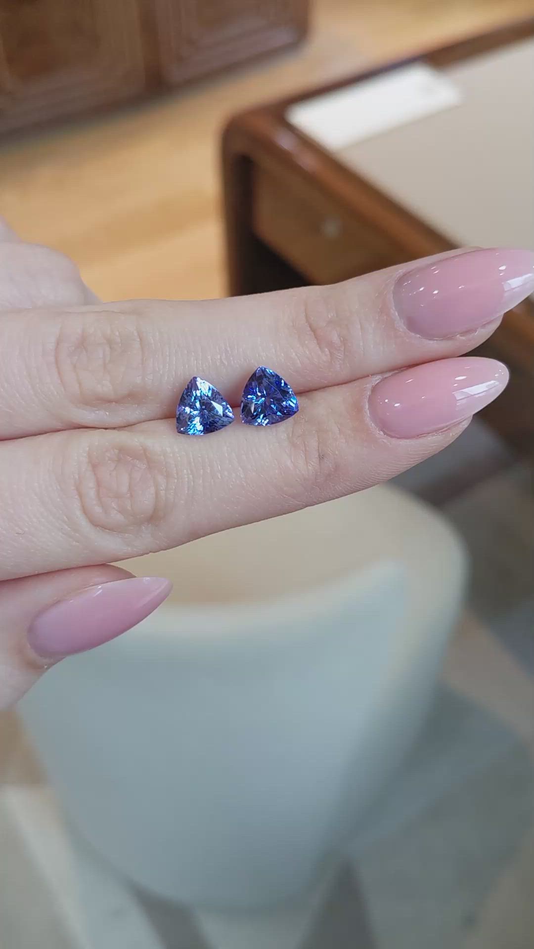 4.38 Ct.Tw.Total Carat Weight Violetish Blue Tanzanite Pair from Tanzania Size Video