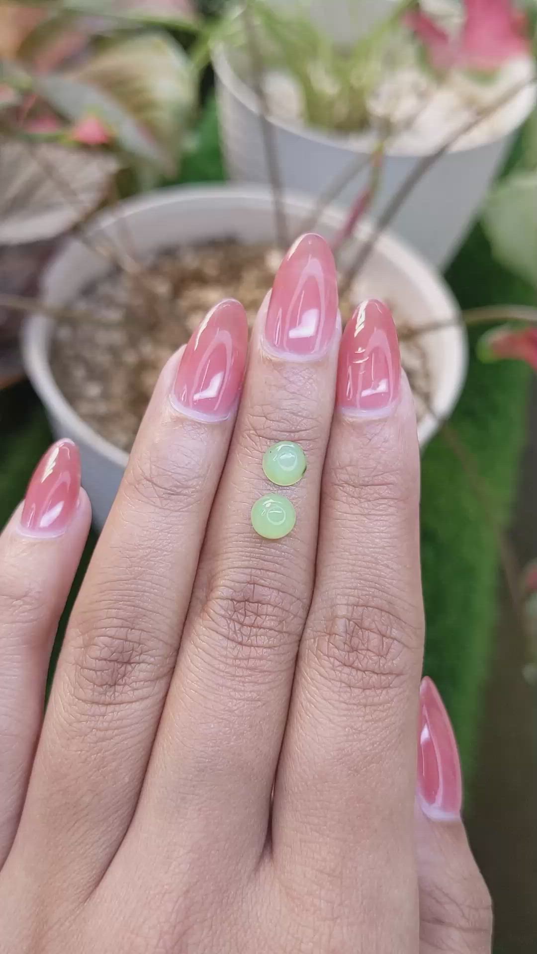 2.66&nbsp;Ct.Tw.Total Carat Weight Green Cabochon Jade Pair from Burma (Myanmar) Size Video