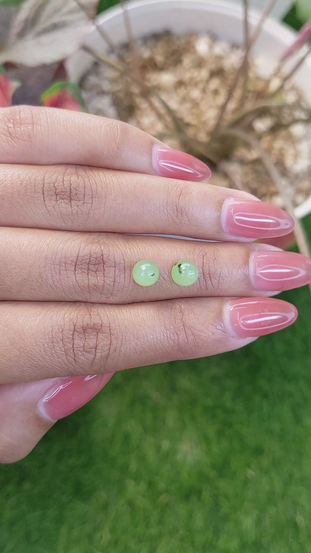 2.71&nbsp;Ct.Tw.Total Carat Weight Green Cabochon Jade Pair from Burma (Myanmar) Size Video