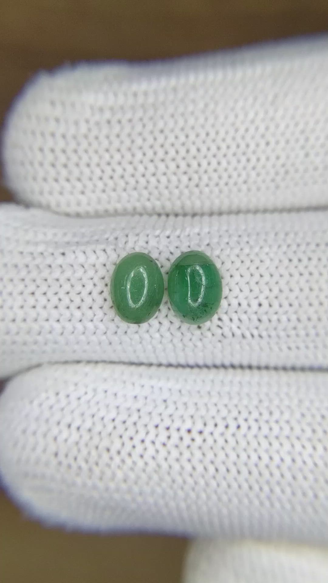 1.50 Ct.Tw.Total Carat Weight Green Cabochon Jade Pair from Burma (Myanmar) Size Video