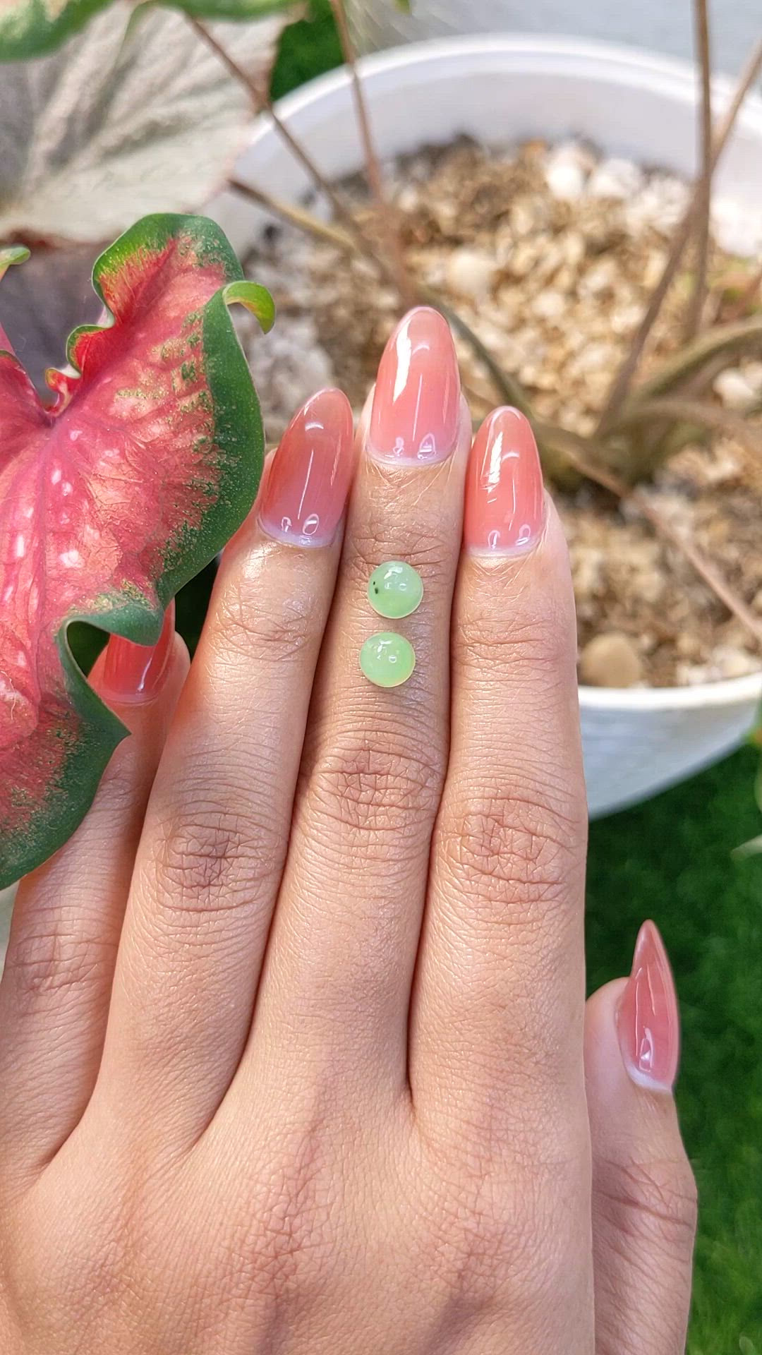 2.80&nbsp;Ct.Tw.Total Carat Weight Green Cabochon Jade Pair from Burma (Myanmar) Size Video