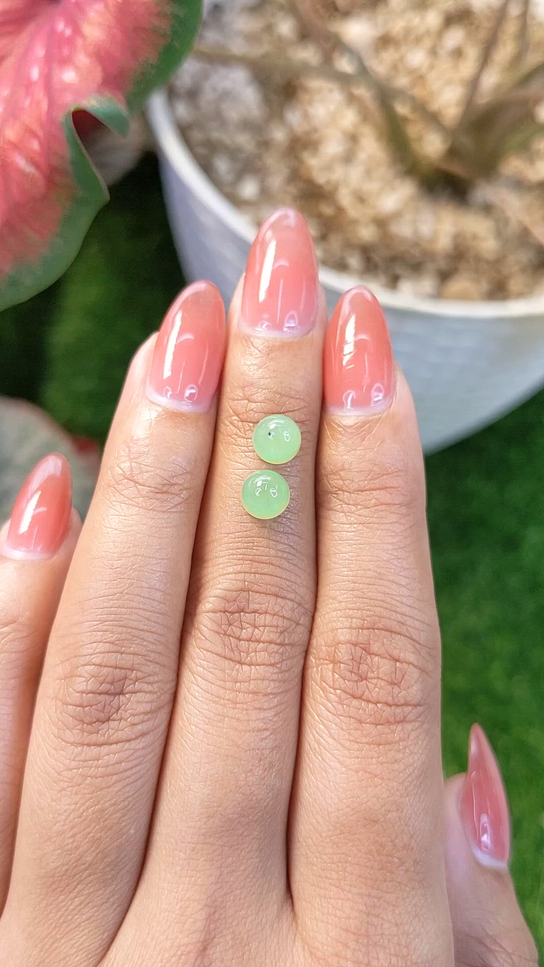 2.66&nbsp;Ct.Tw.Total Carat Weight Green Cabochon Jade Pair from Burma (Myanmar) Size Video