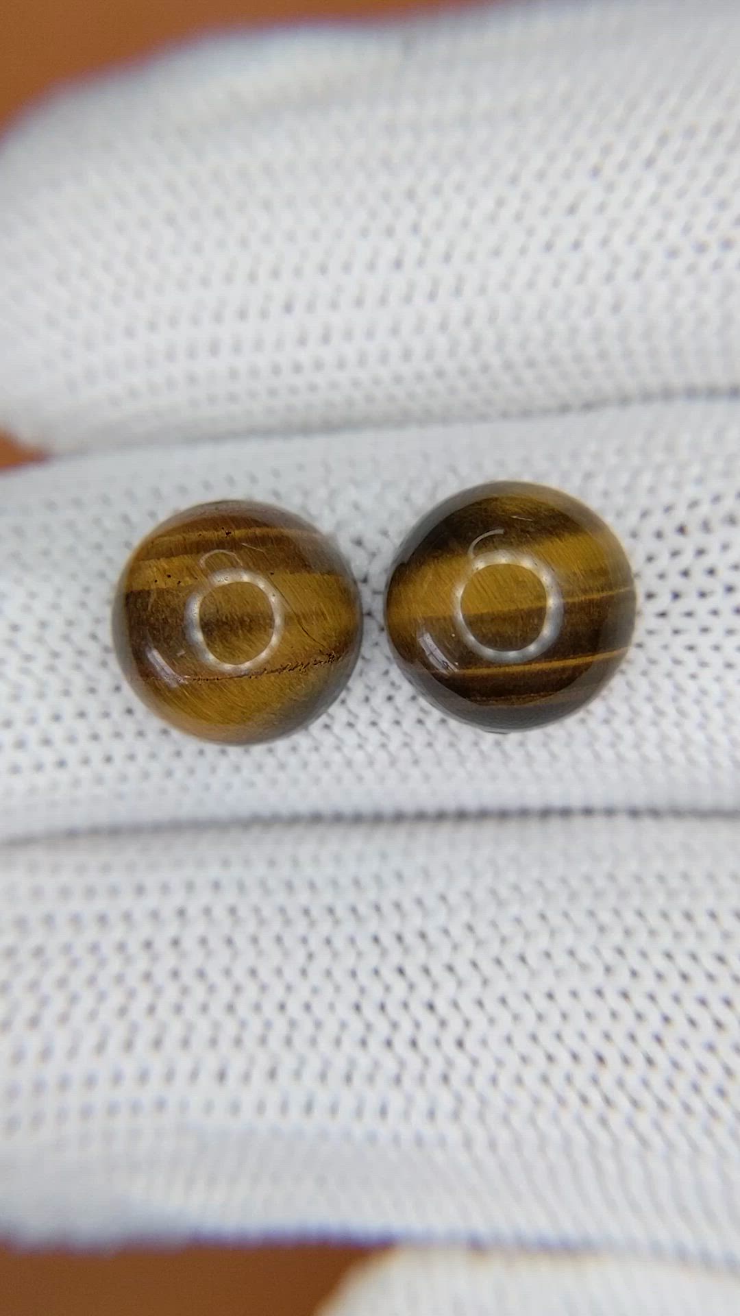 8.69&nbsp;Ct.Tw.Total Carat Weight Cabochon Tiger's Eye Pair from South Africa Size Video