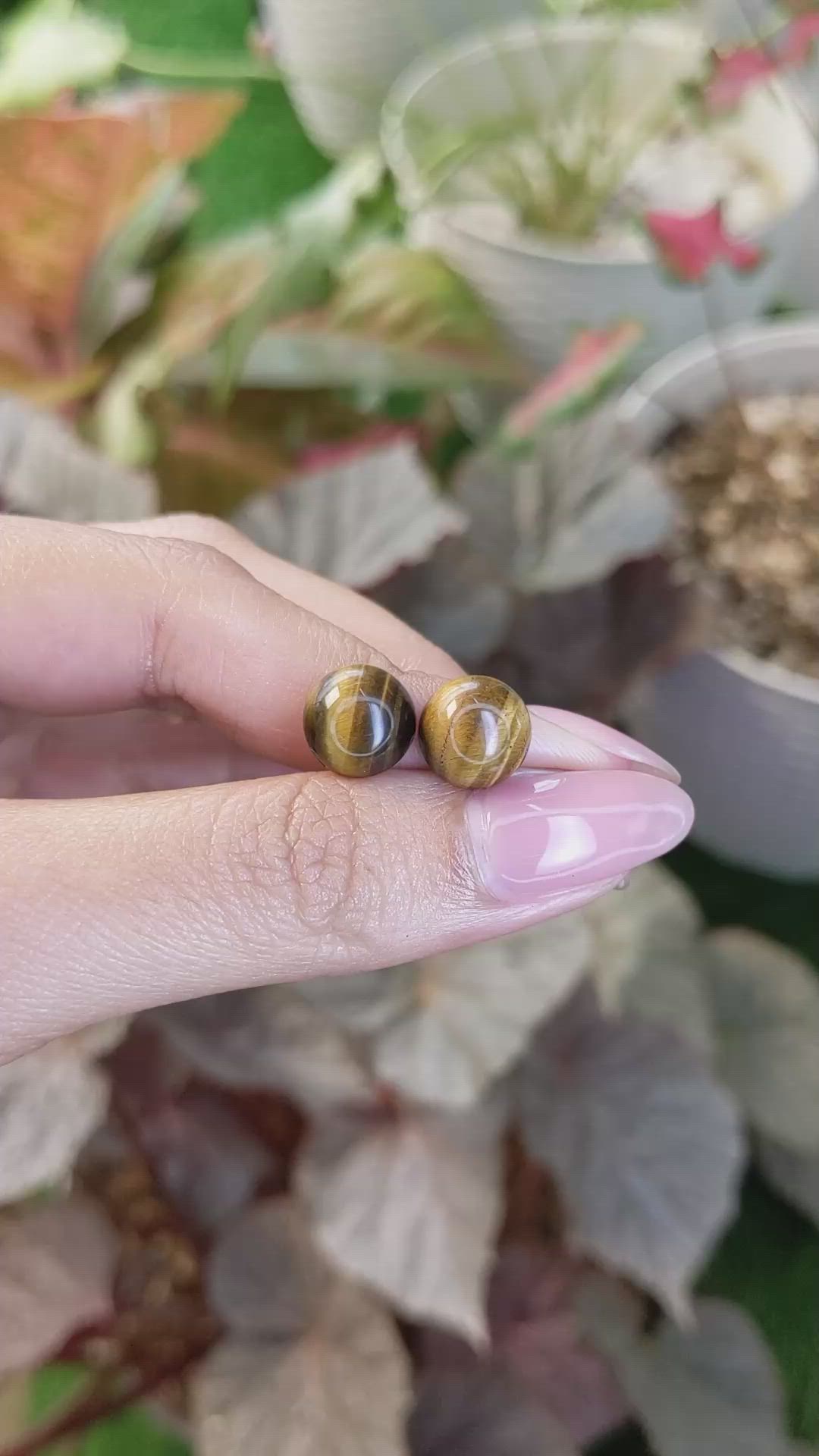 8.69&nbsp;Ct.Tw.Total Carat Weight Cabochon Tiger's Eye Pair from South Africa Size Video