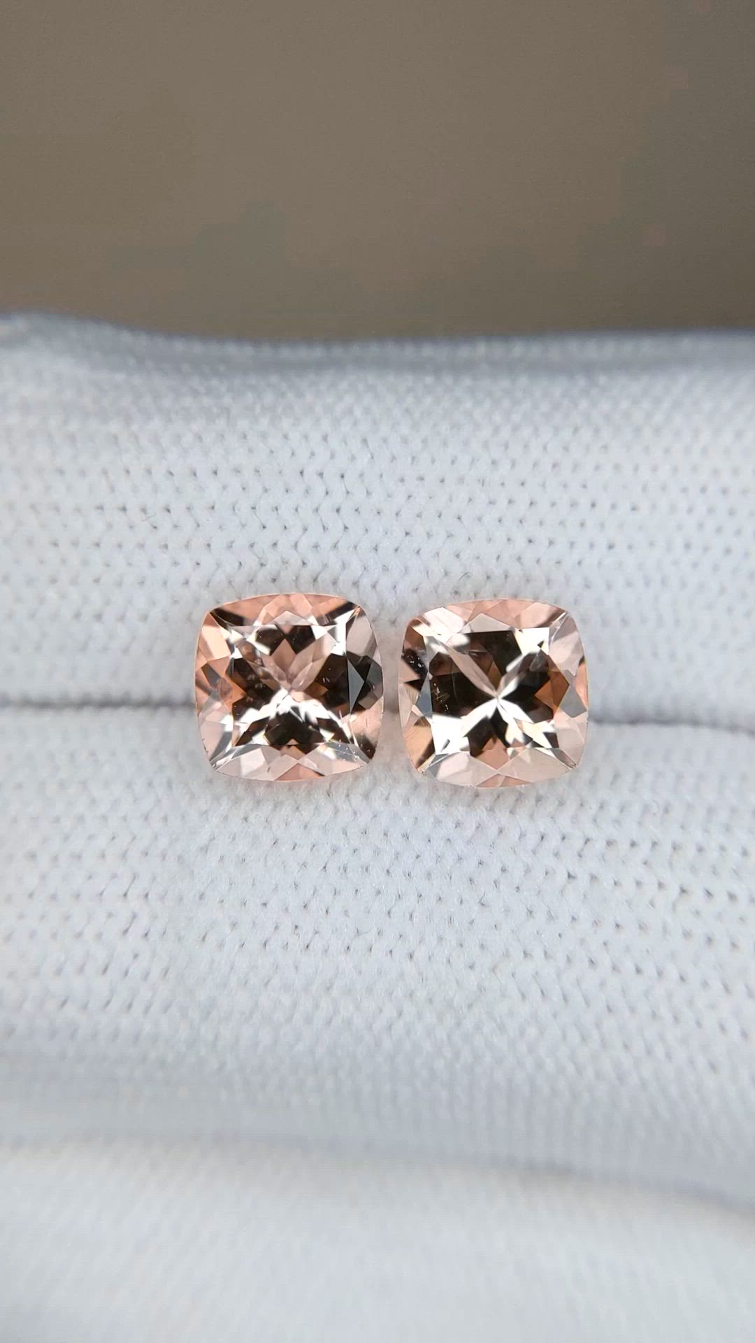 3.07 Ct.Tw.Total Carat Weight Peach Morganite Pair from Brazil Size Video