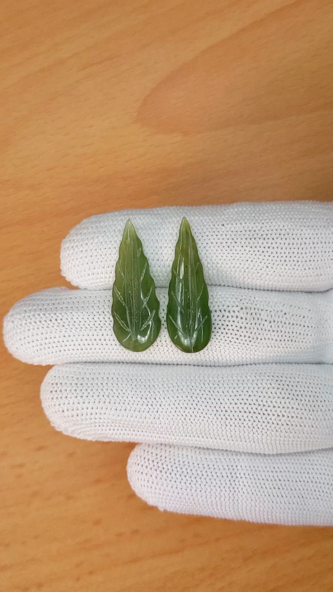 12.60&nbsp;Ct.Tw.Total Carat Weight Green Jade Pair from Burma (Myanmar) Size Video