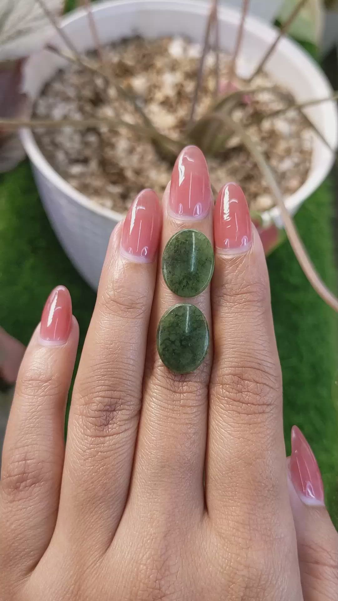 11.10&nbsp;Ct.Tw.Total Carat Weight Green Jade Pair from Burma (Myanmar) Size Video