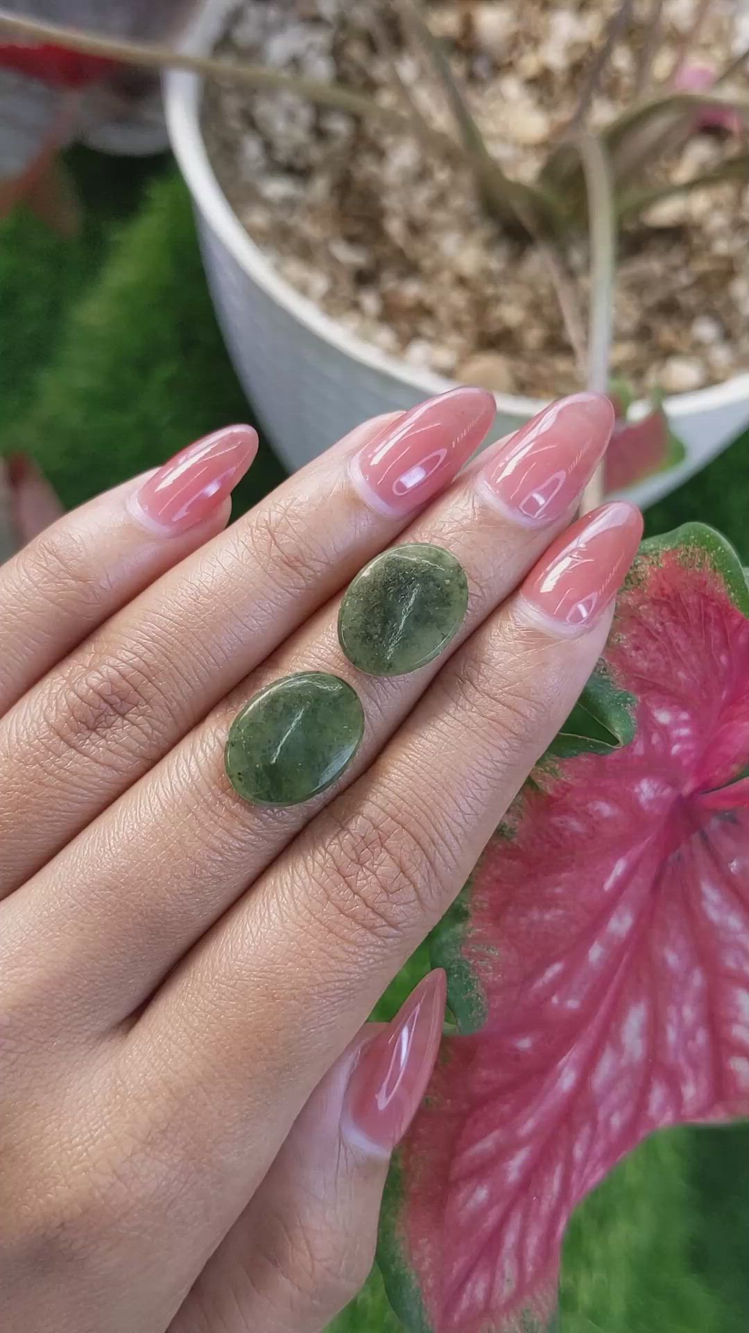 12.02&nbsp;Ct.Tw.Total Carat Weight Green Jade Pair from Burma (Myanmar) Size Video