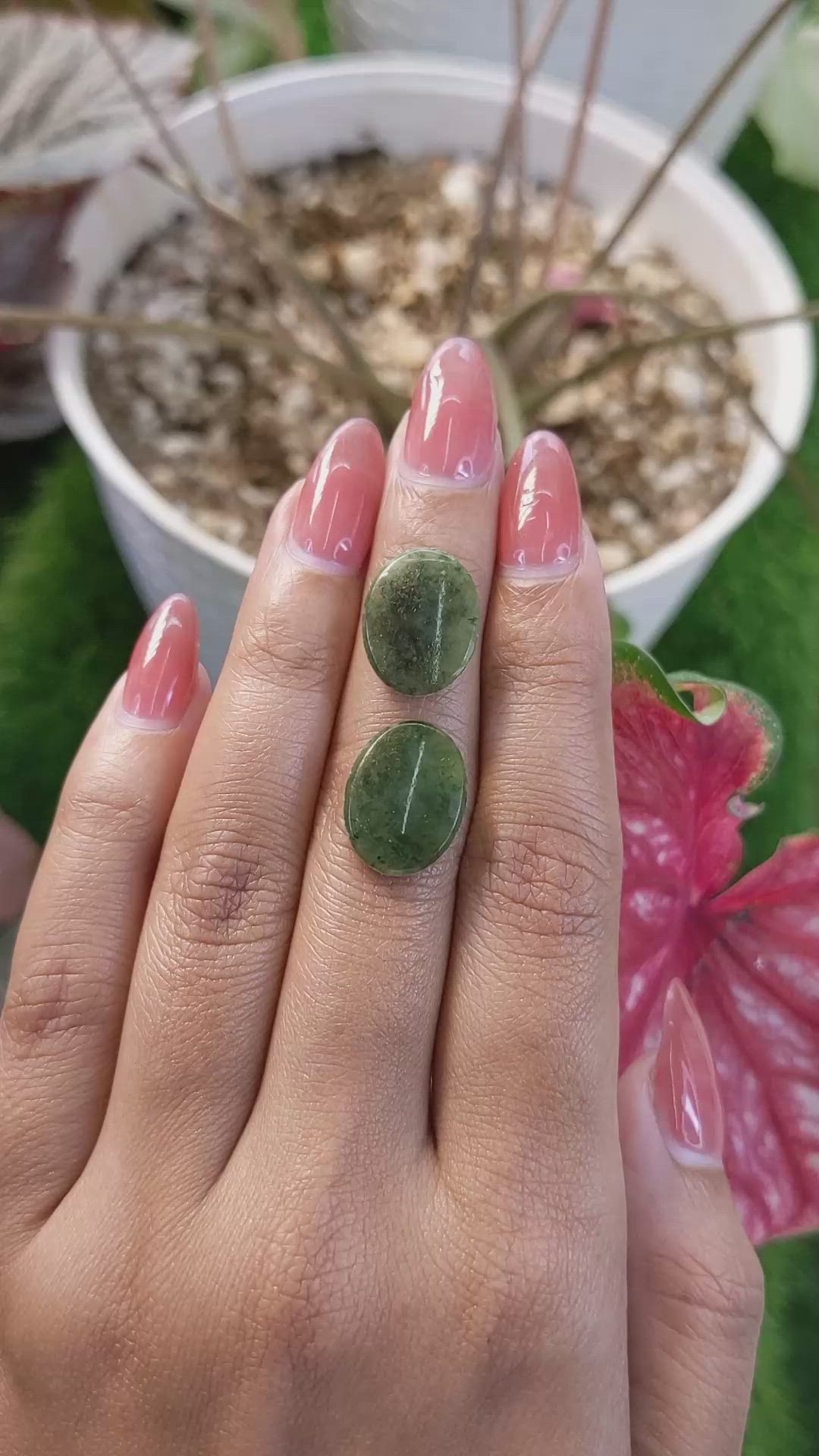 12.02&nbsp;Ct.Tw.Total Carat Weight Green Jade Pair from Burma (Myanmar) Size Video