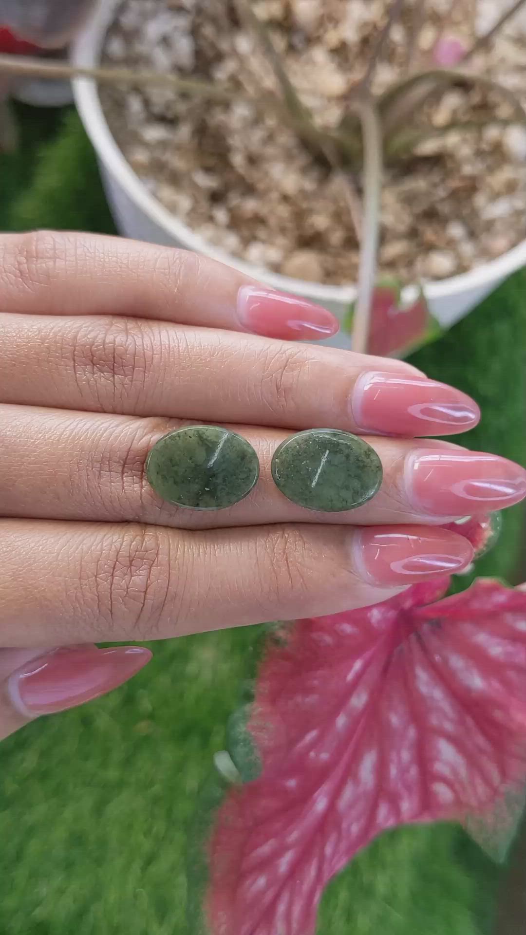 12.16 Ct.Tw.Total Carat Weight Green Jade Pair from Burma (Myanmar) Size Video