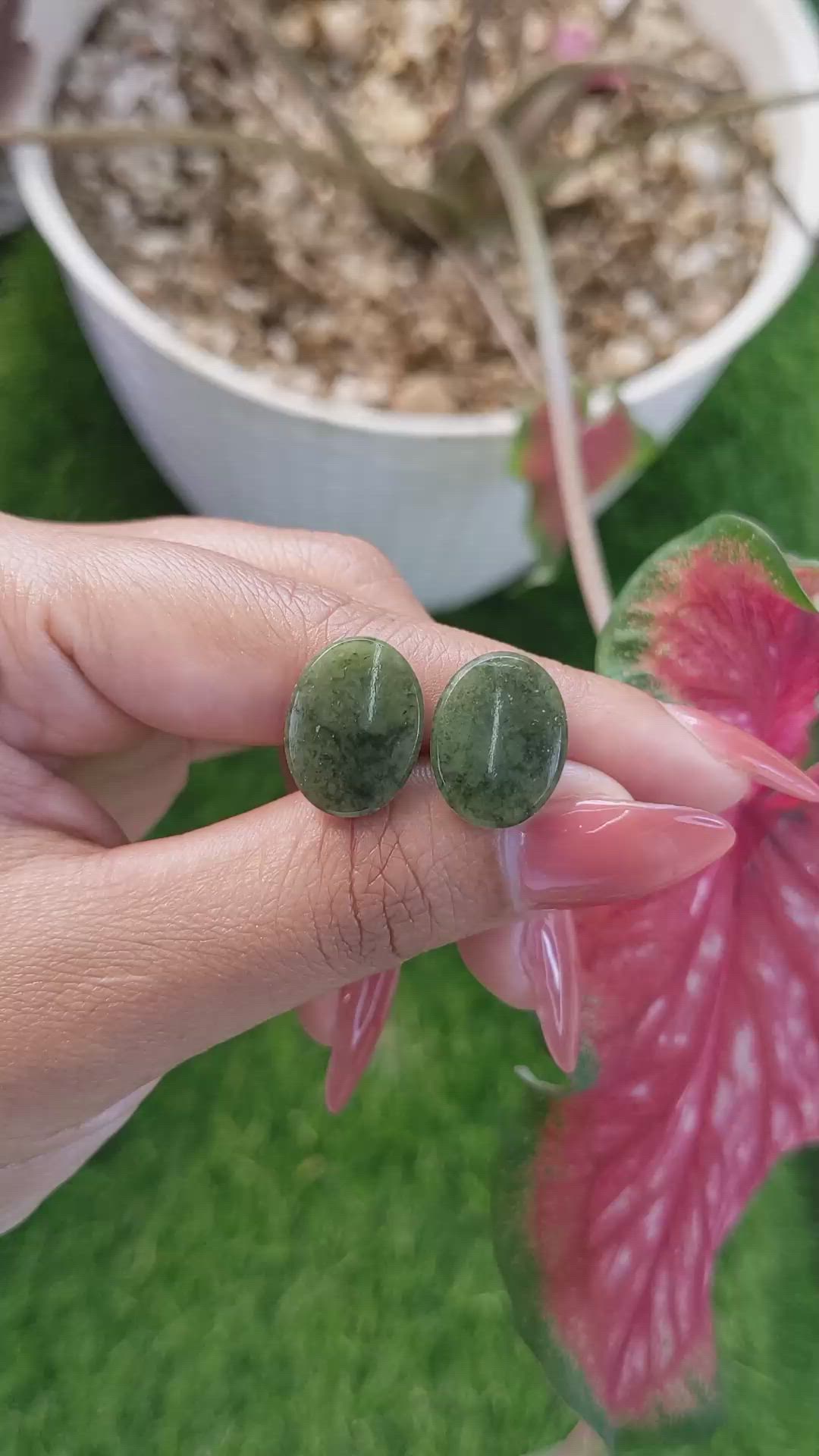 12.16 Ct.Tw.Total Carat Weight Green Jade Pair from Burma (Myanmar) Size Video