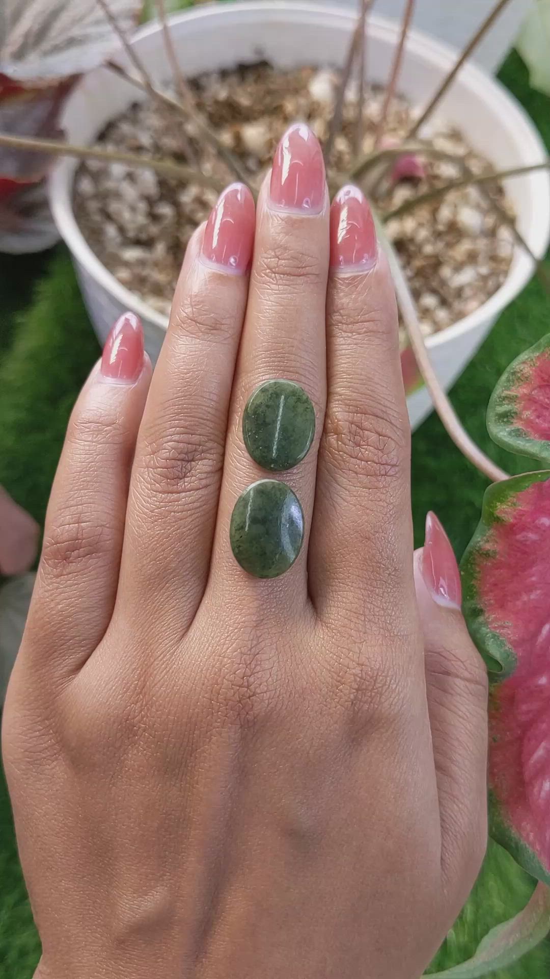 12.16 Ct.Tw.Total Carat Weight Green Jade Pair from Burma (Myanmar) Size Video