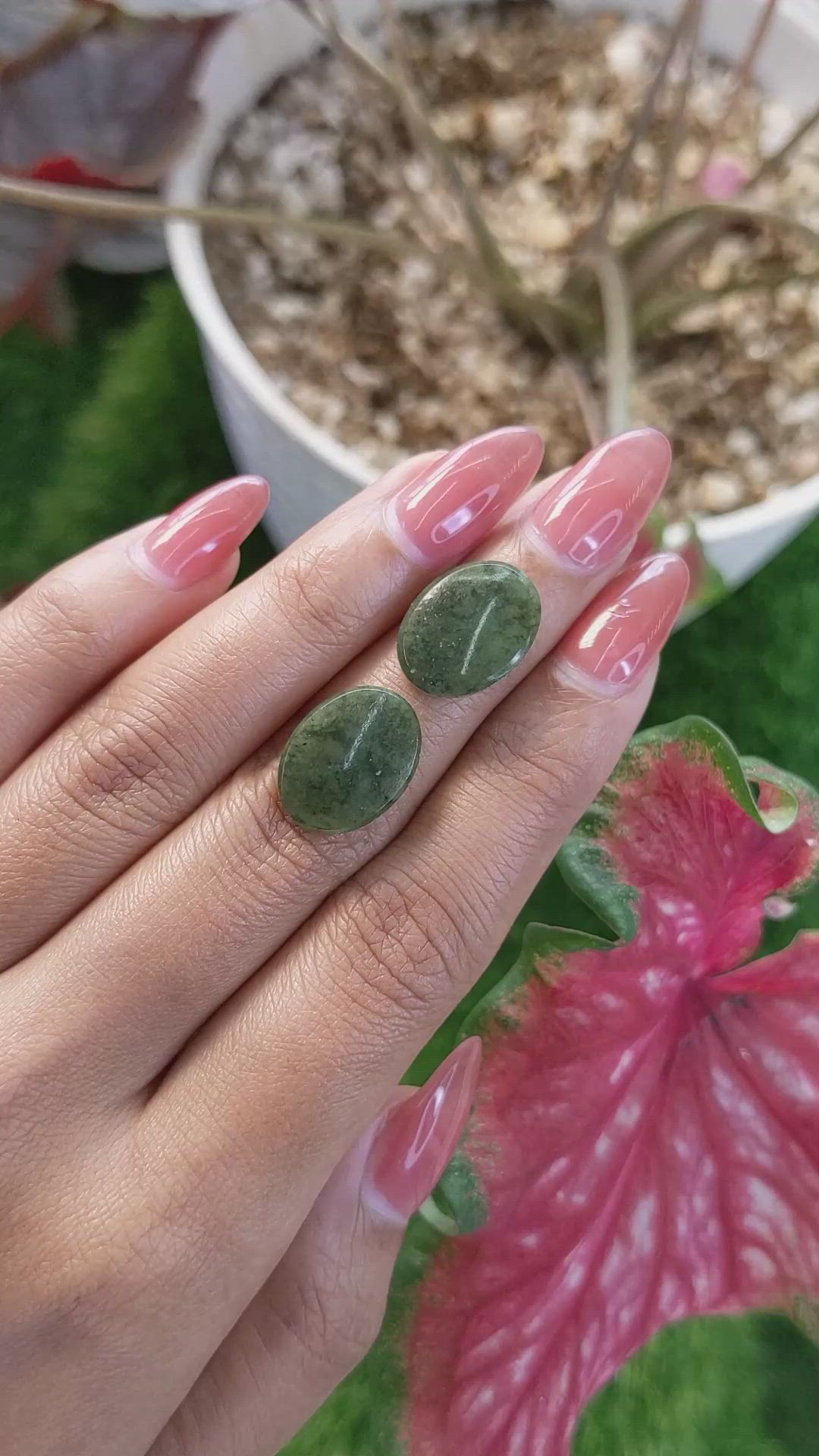 12.16 Ct.Tw.Total Carat Weight Green Jade Pair from Burma (Myanmar) Size Video