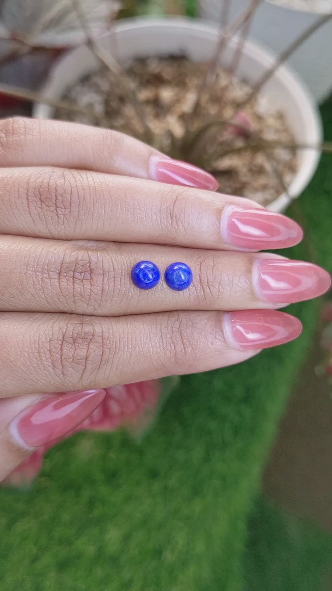 1.84 Ct.Tw.Total Carat Weight Cabochon Lapis Pair from Afghanistan Size Video