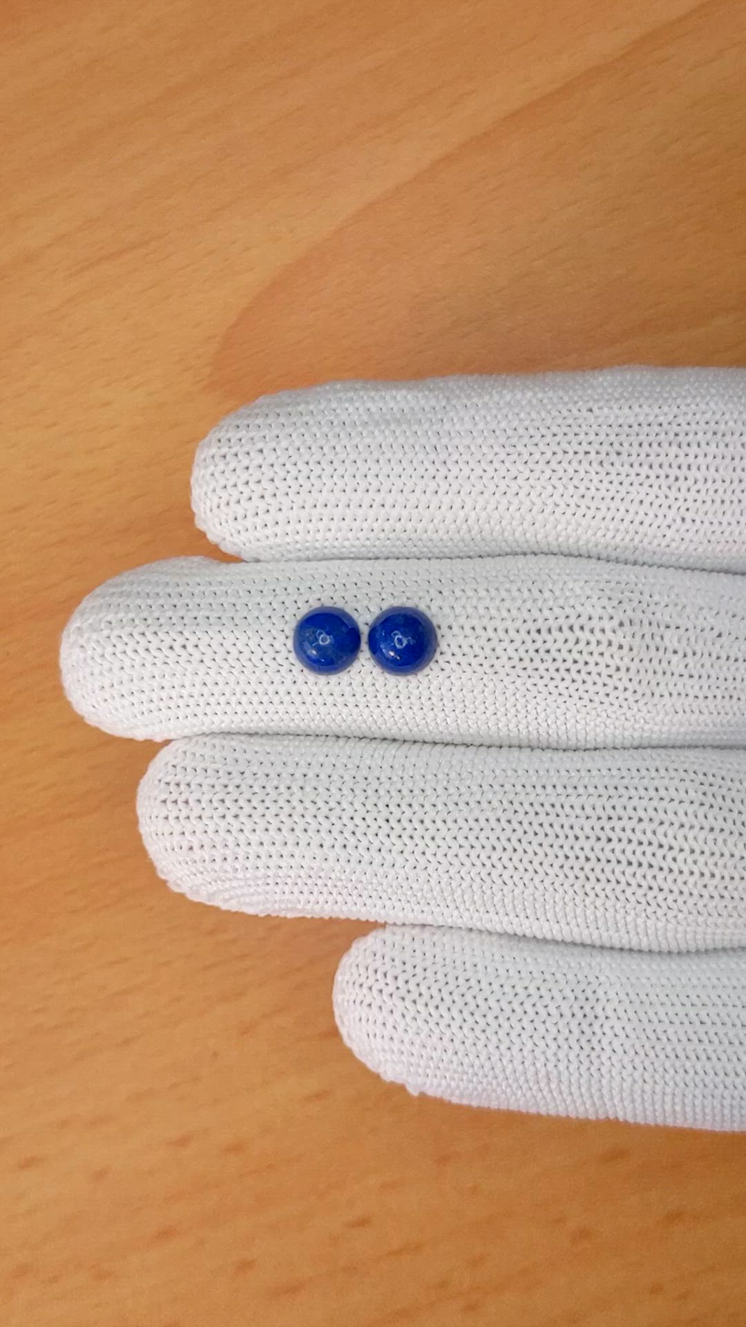 1.84 Ct.Tw.Total Carat Weight Cabochon Lapis Pair from Afghanistan Size Video