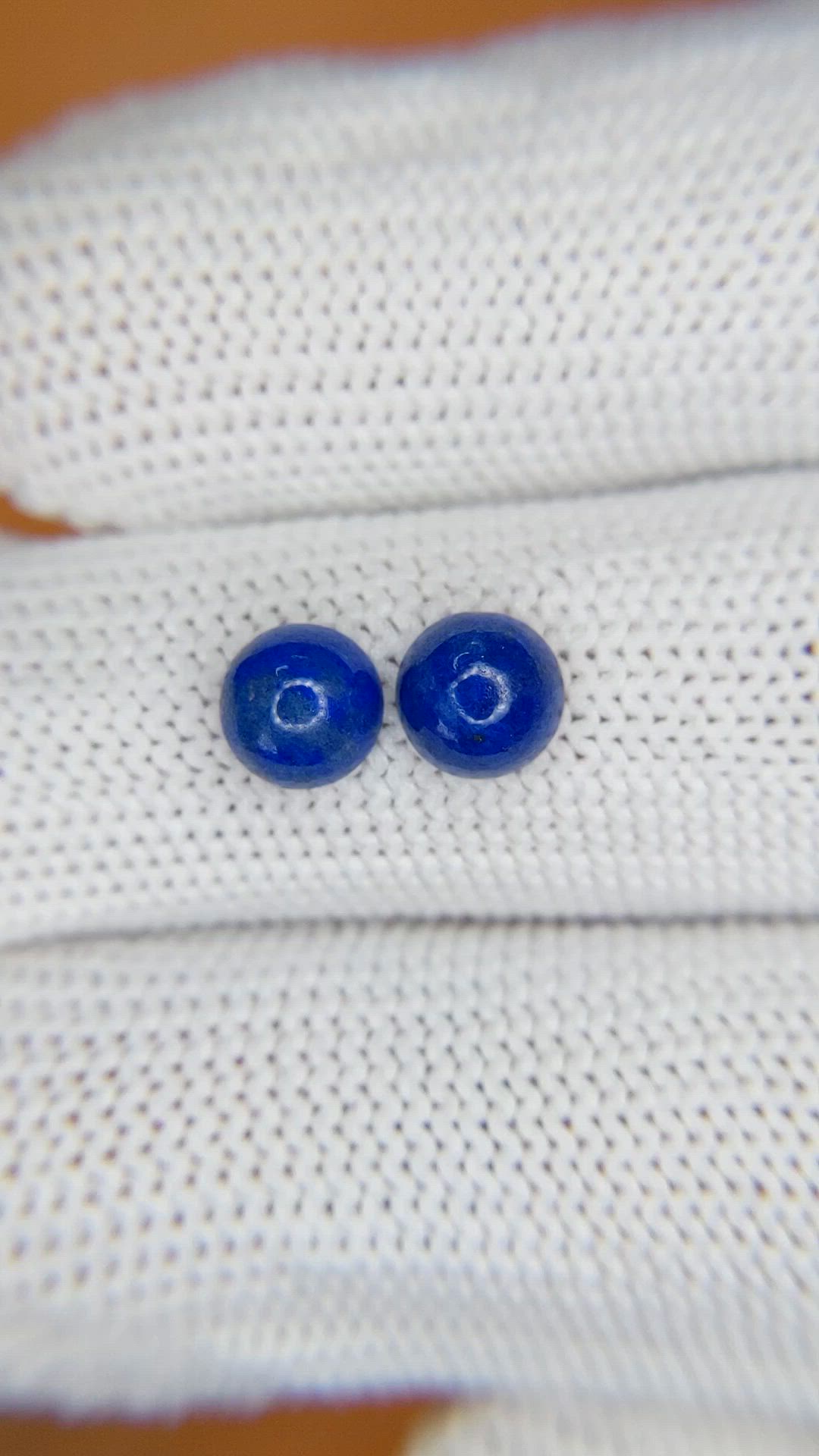 1.84 Ct.Tw.Total Carat Weight Cabochon Lapis Pair from Afghanistan Size Video
